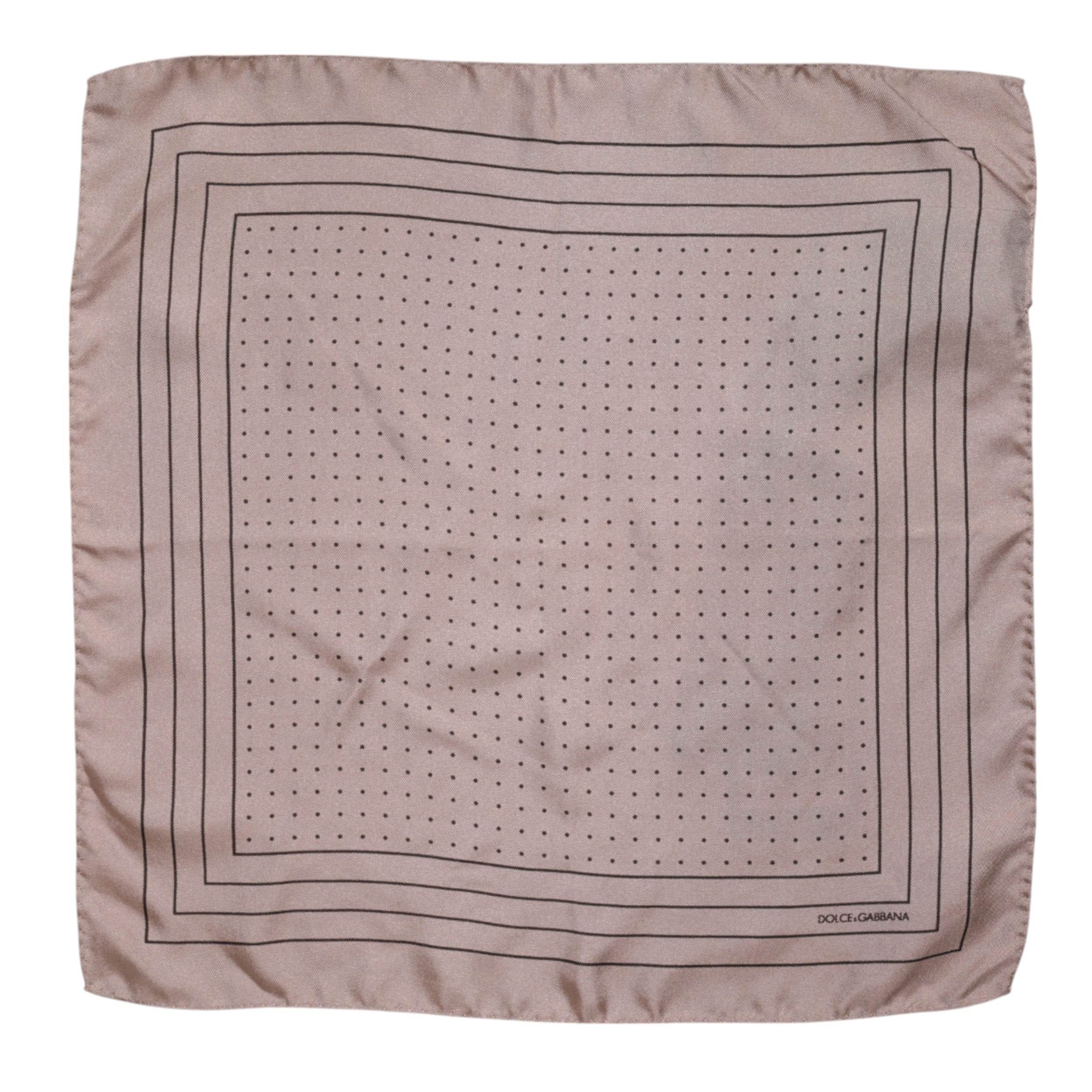 Dolce & Gabbana Beige Dotted Silk Square Men Foulard Scarf - Hilstor
