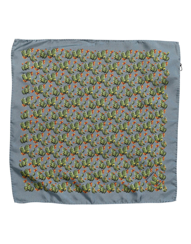 Dolce & Gabbana Gray Green Cactus Print Square Foulard Scarf - Hilstor