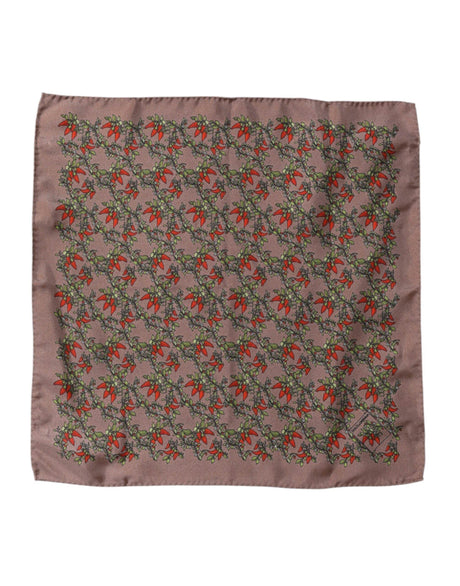 Dolce & Gabbana Brown Chili Print Silk Square Foulard Scarf - Hilstor
