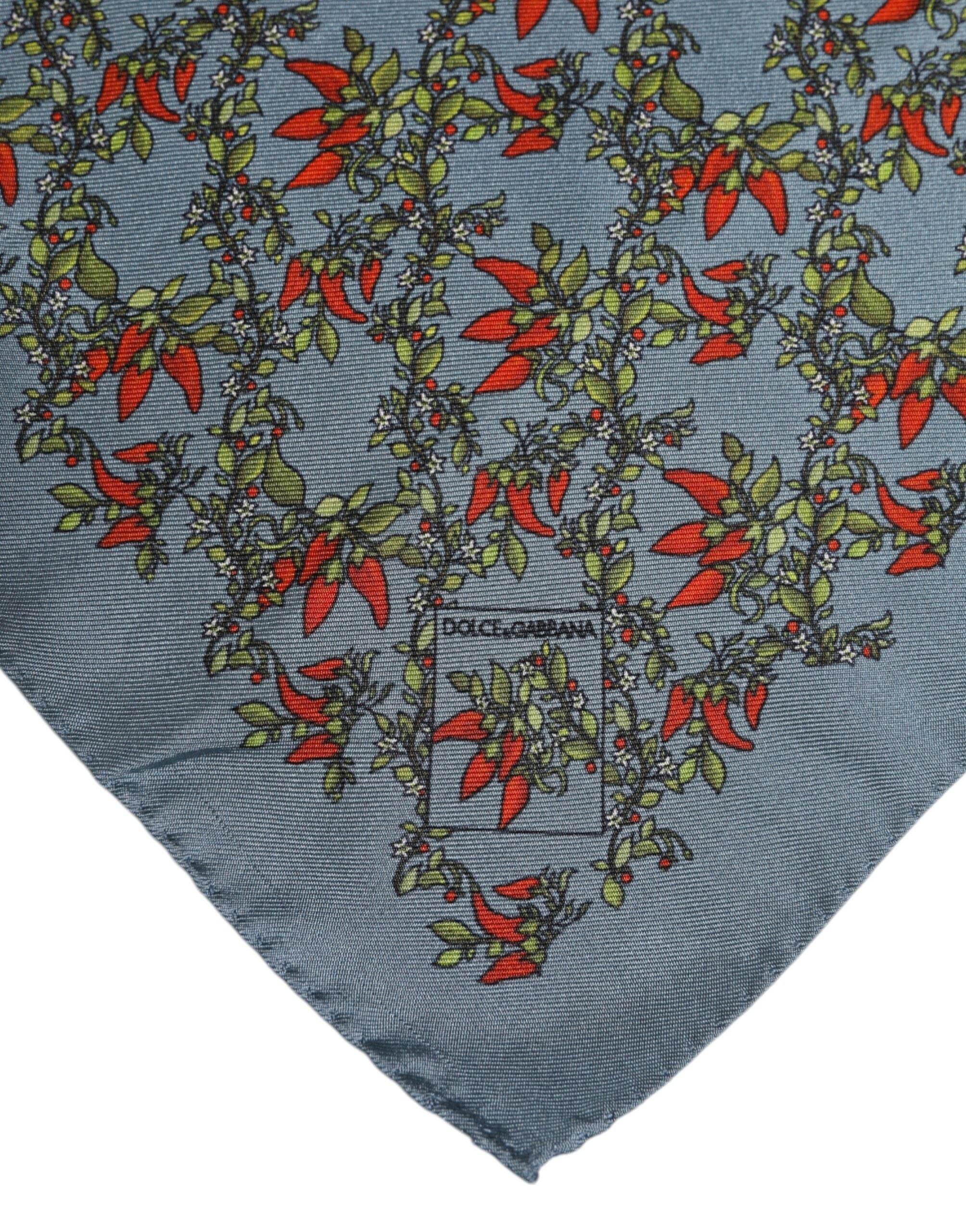 Dolce & Gabbana Gray Chilis Silk Square Men Foulard Scarf - Hilstor