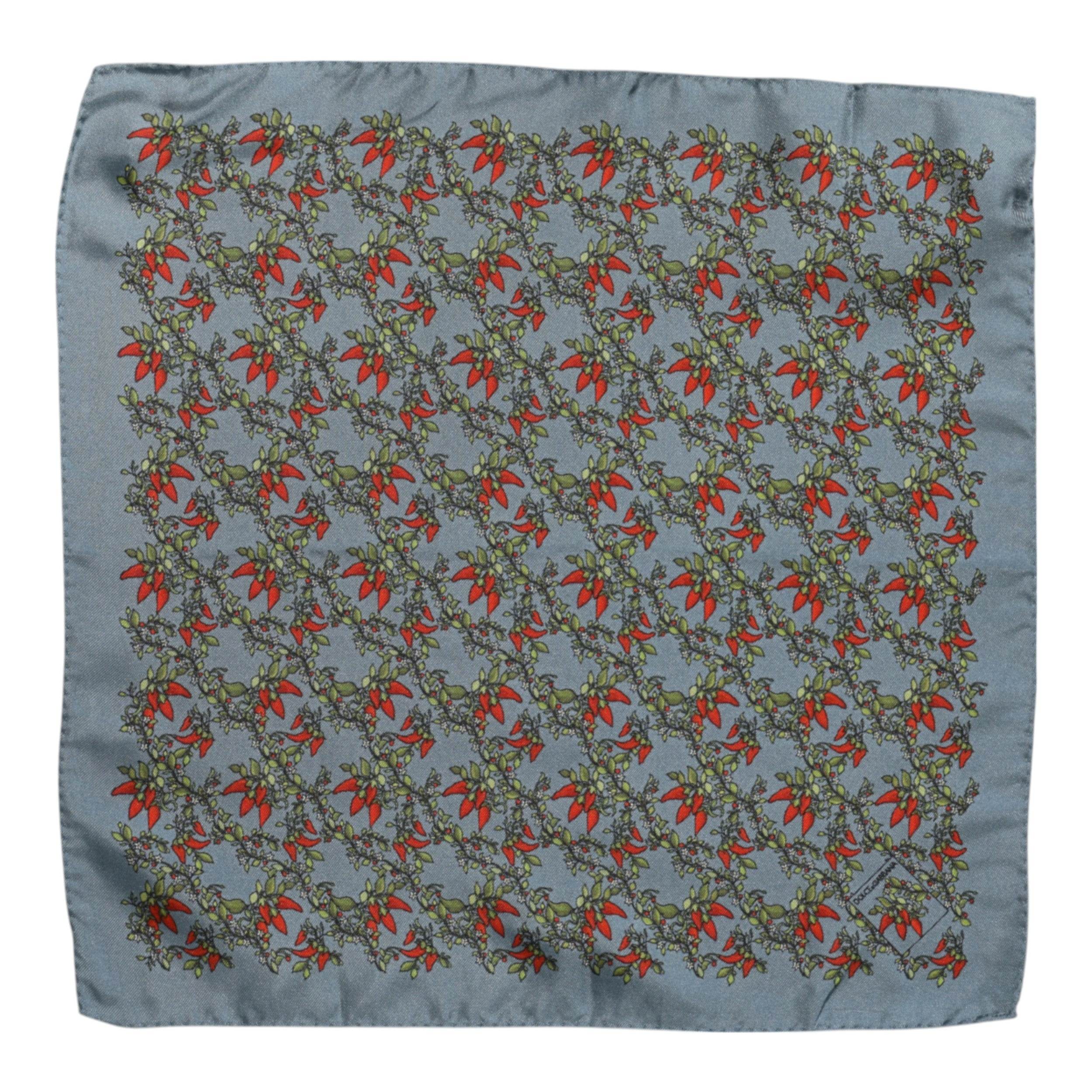 Dolce & Gabbana Gray Chilis Silk Square Men Foulard Scarf - Hilstor