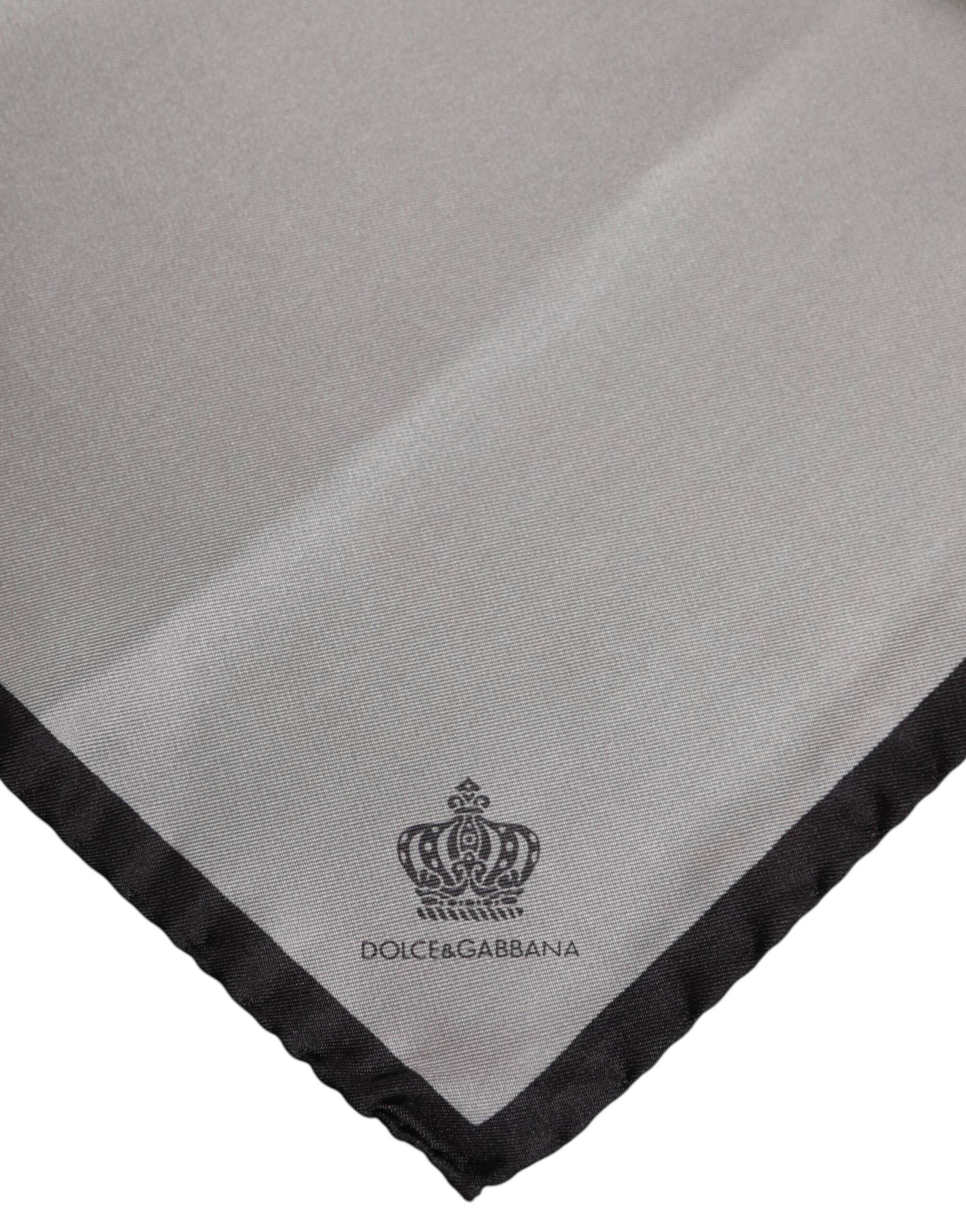Dolce & Gabbana Gray DG Crown Silk Square Men Foulard Scarf - Hilstor