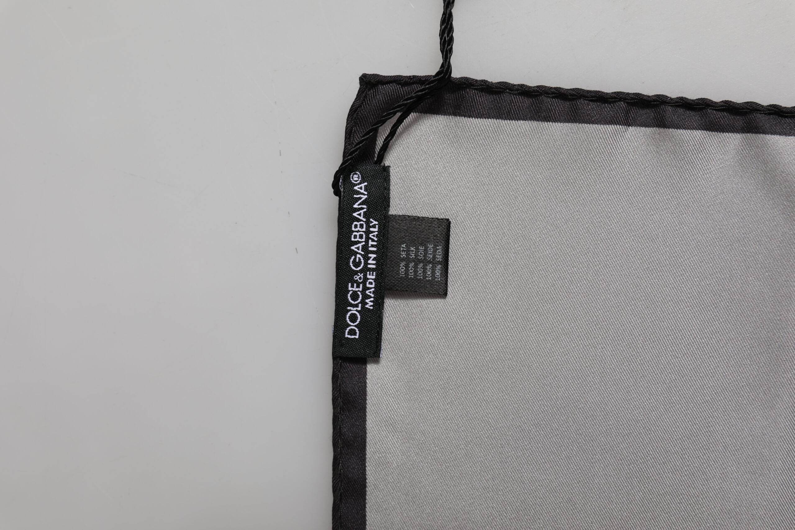 Dolce & Gabbana Gray DG Crown Silk Square Men Foulard Scarf - Hilstor