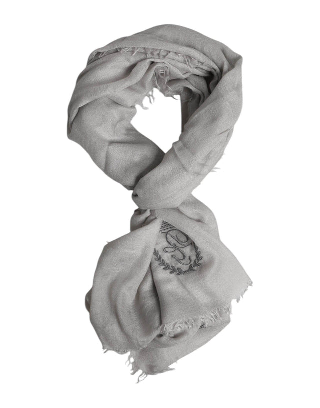 Dolce & Gabbana Gray DG Crown Neck Warmer Wrap Shawl Scarf - Hilstor