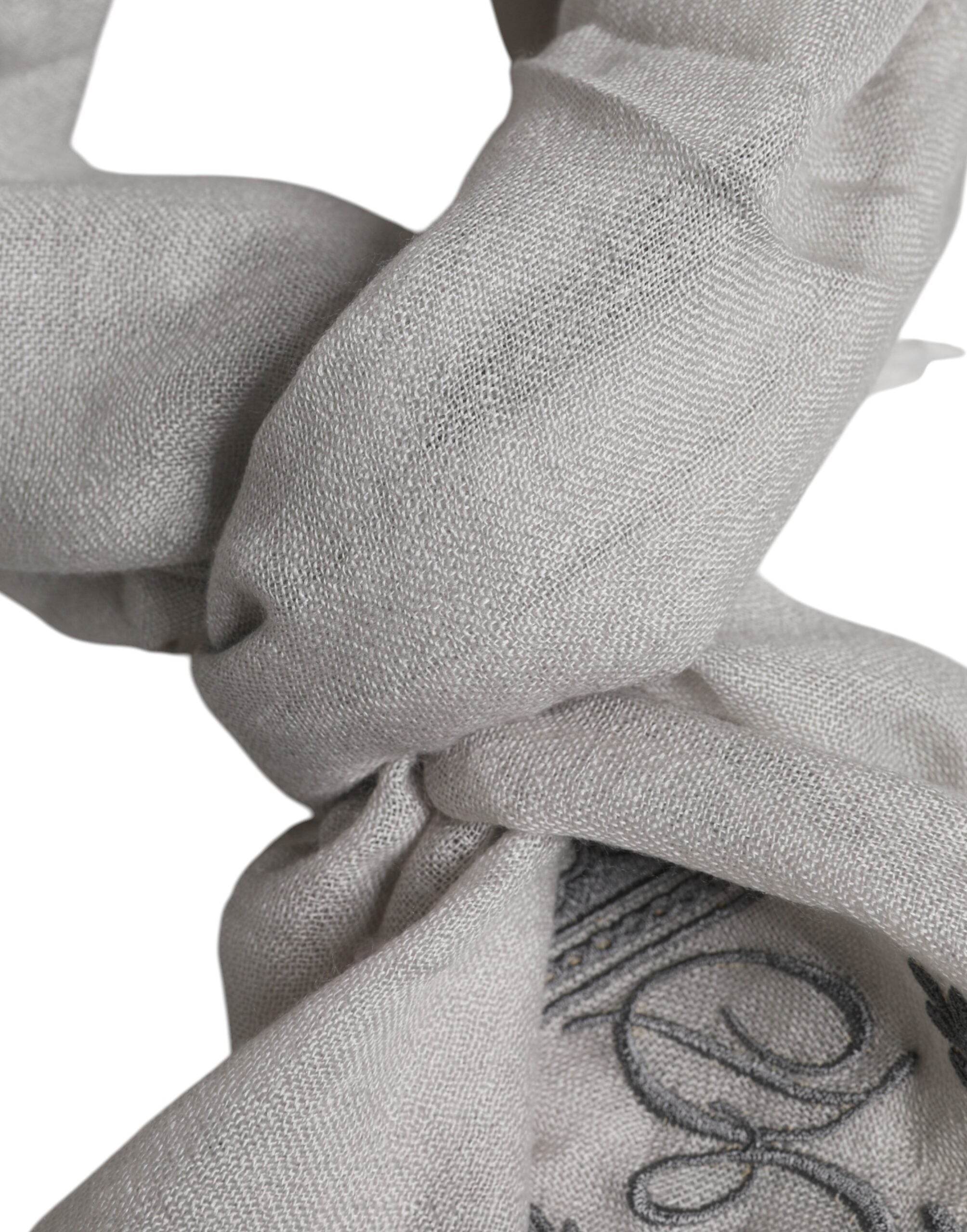 Dolce & Gabbana Gray DG Crown Neck Warmer Wrap Shawl Scarf - Hilstor