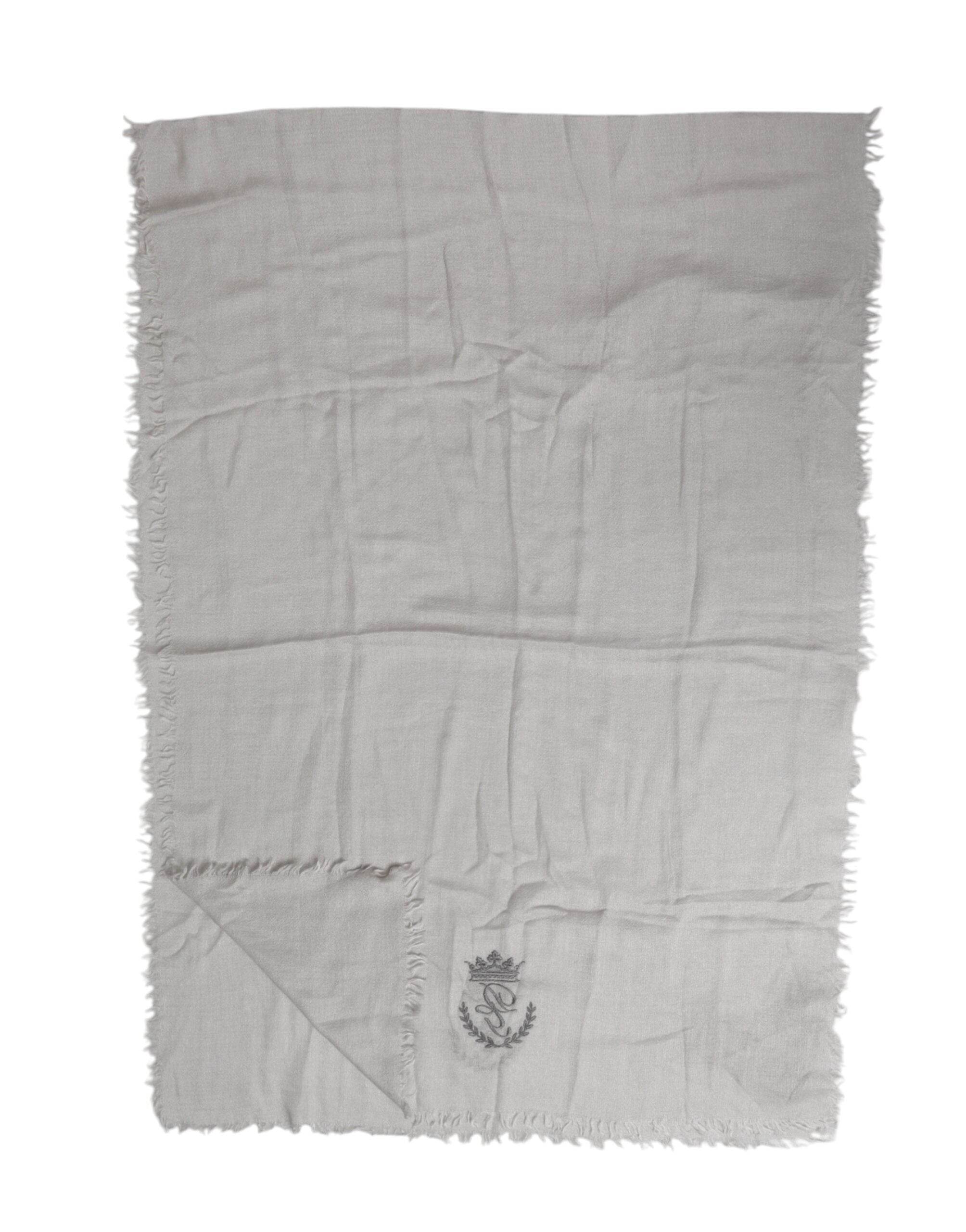 Dolce & Gabbana Gray DG Crown Neck Warmer Wrap Shawl Scarf - Hilstor