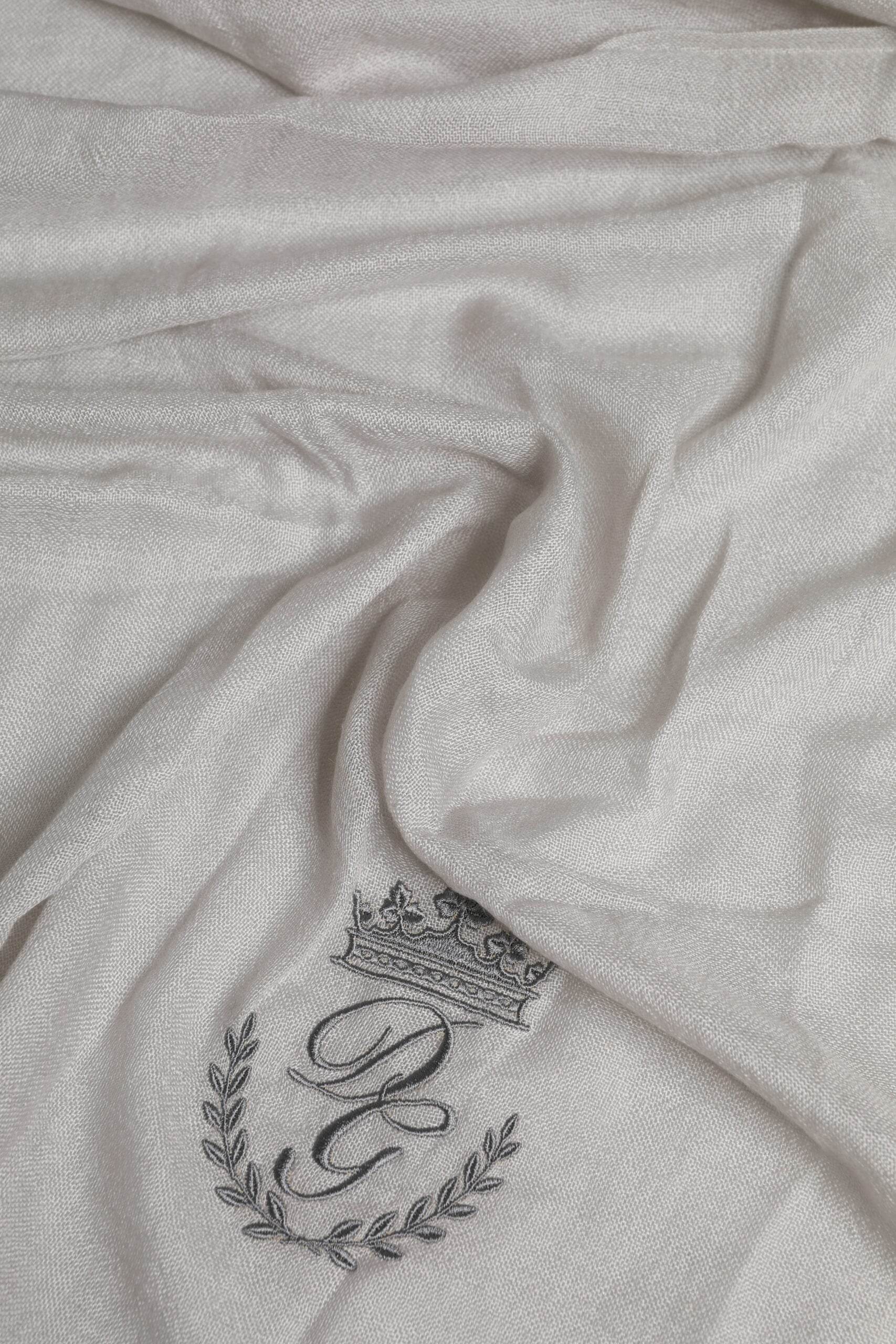 Dolce & Gabbana Gray DG Crown Neck Warmer Wrap Shawl Scarf - Hilstor