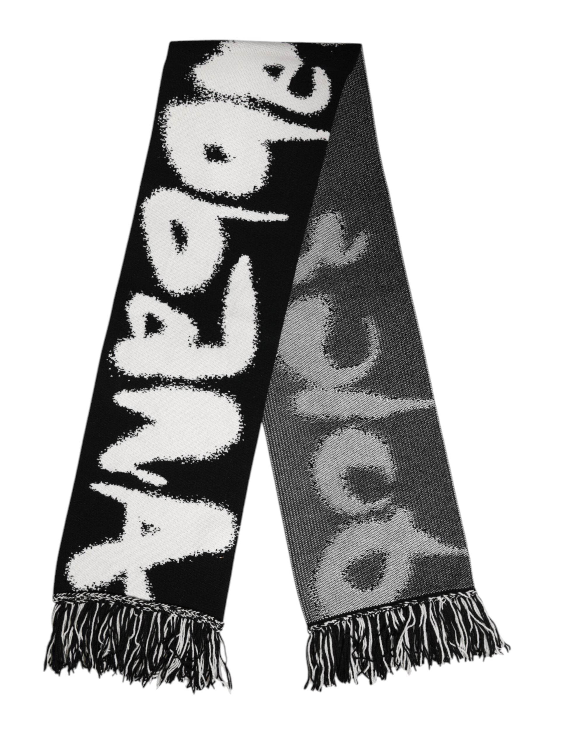 Dolce & Gabbana Black Logo Neck Warmer Wrap Men Shawl Scarf - Hilstor