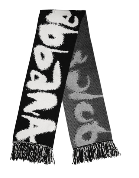 Dolce & Gabbana Black Logo Neck Warmer Wrap Men Shawl Scarf - Hilstor