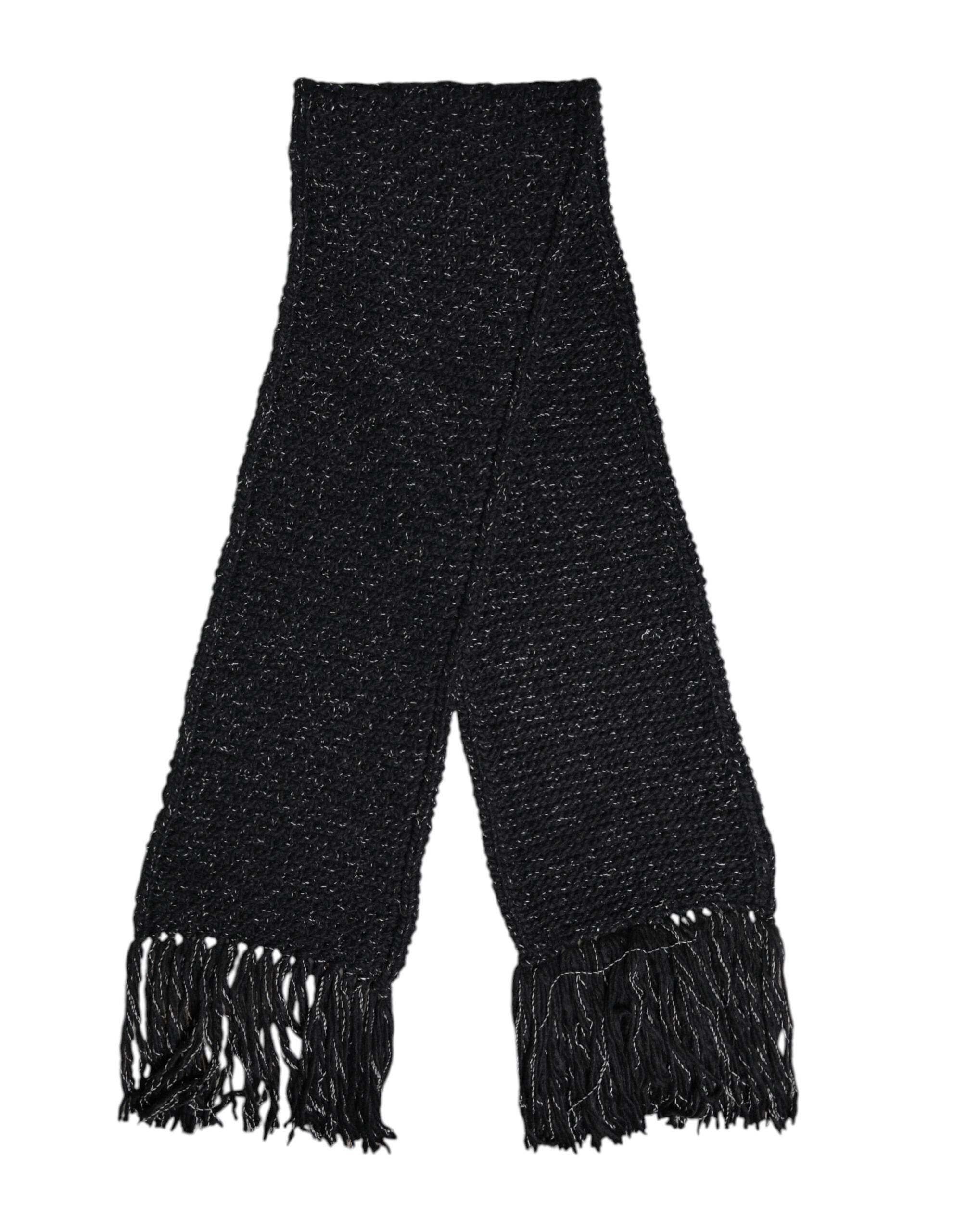 Dolce & Gabbana Black Cashmere Neck Warmer Wrap Shawl Scarf - Hilstor