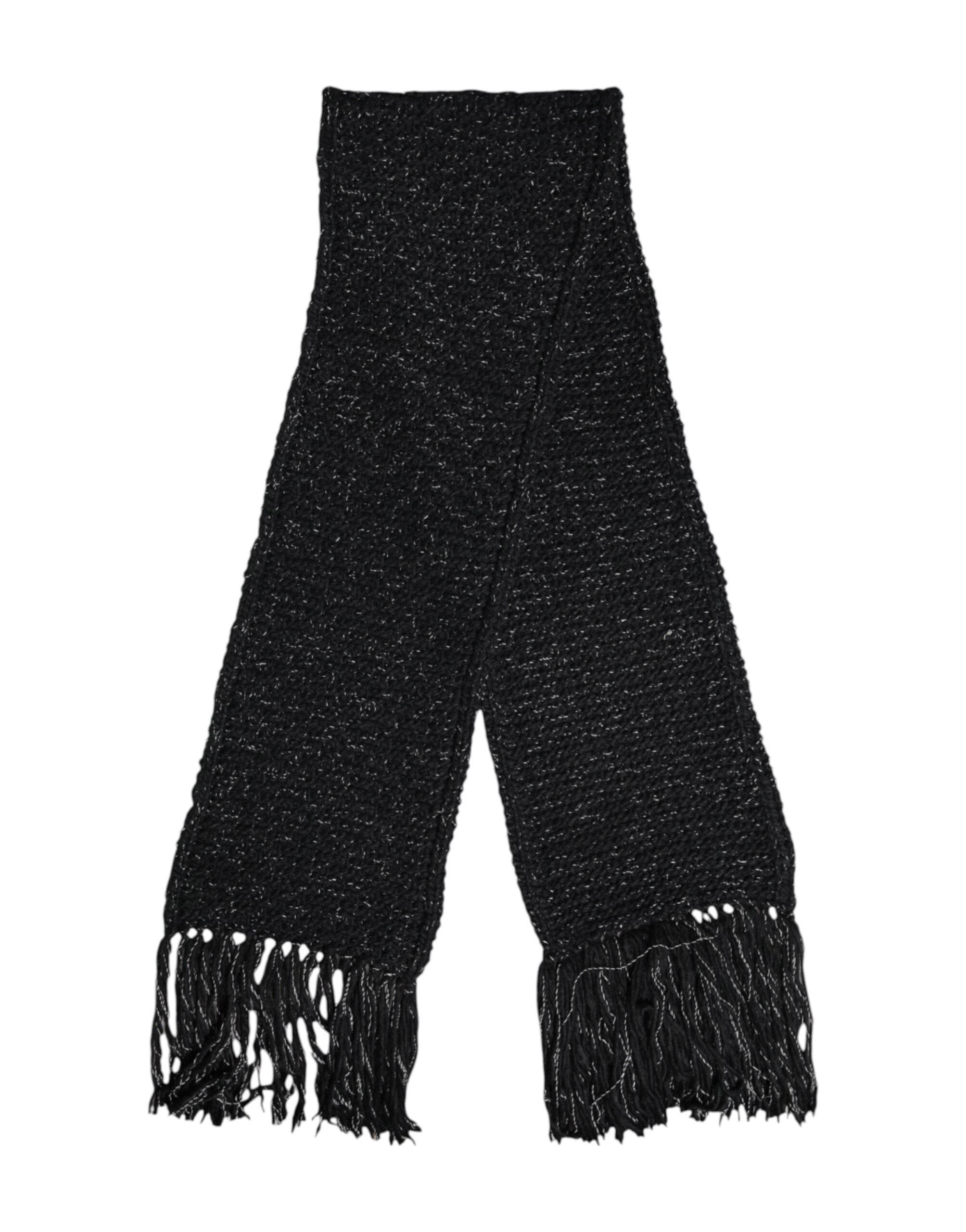 Dolce & Gabbana Black Cashmere Neck Warmer Wrap Shawl Scarf - Hilstor