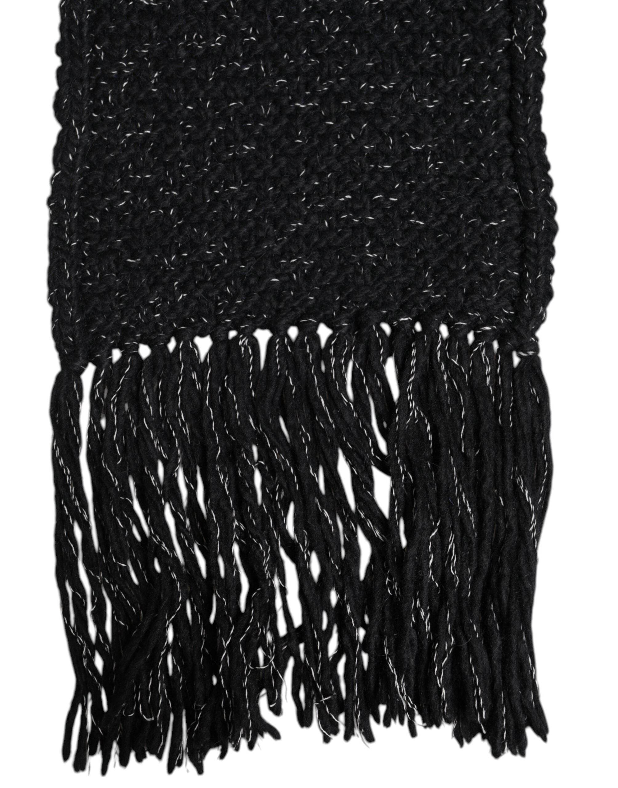 Dolce & Gabbana Black Cashmere Neck Warmer Wrap Shawl Scarf - Hilstor