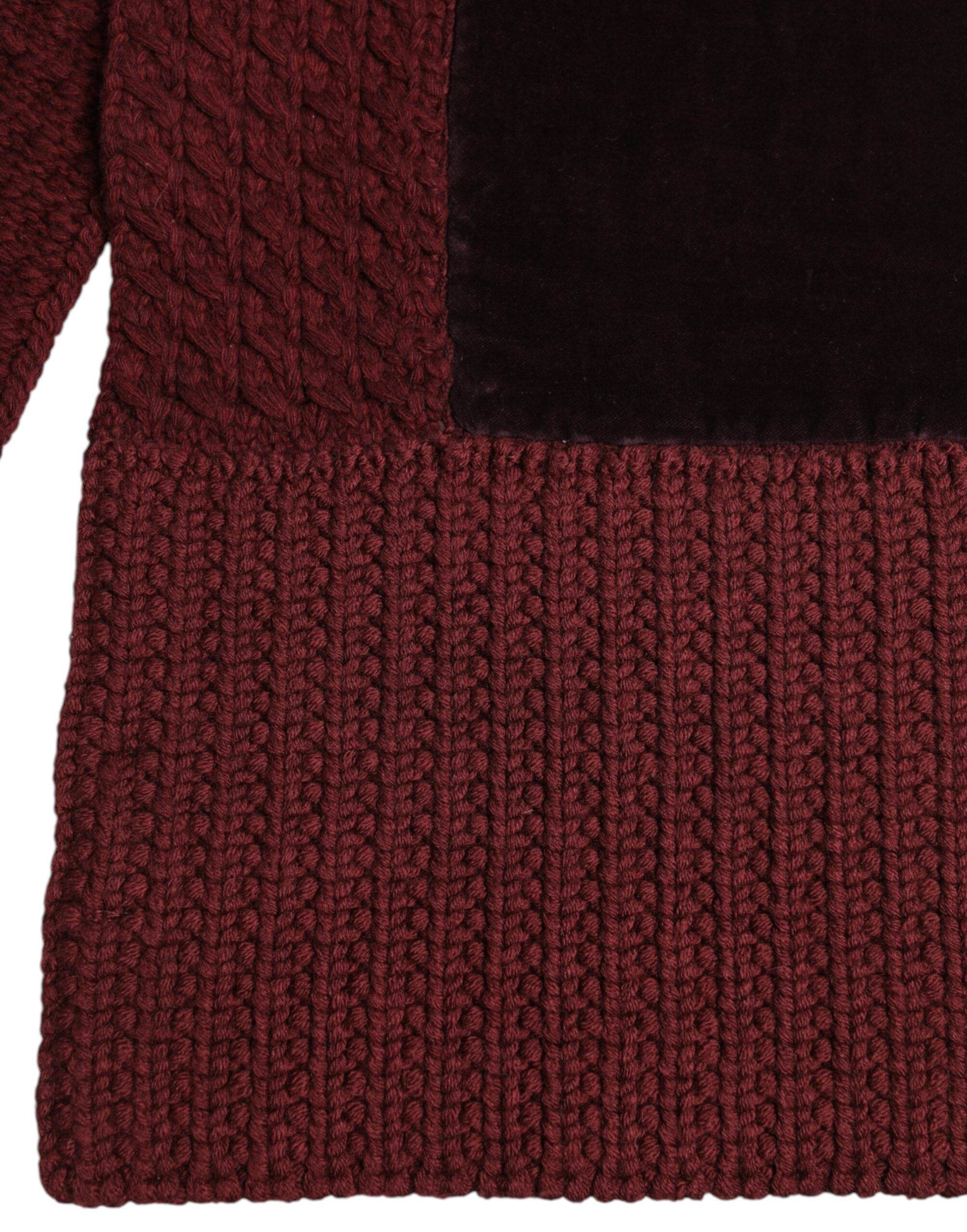 Dolce & Gabbana Maroon Black Neck Warmer Wrap Shawl Scarf - Hilstor