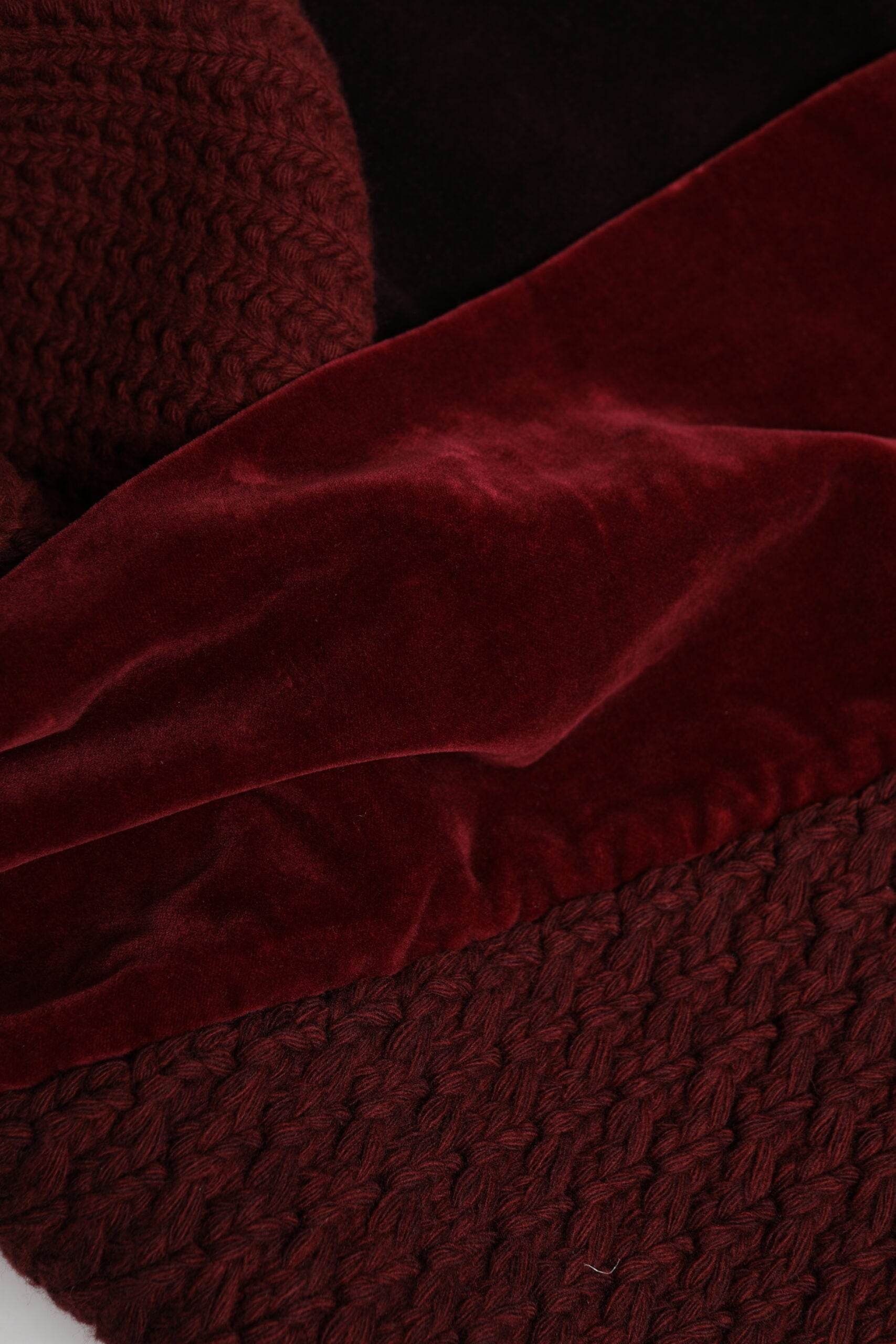 Dolce & Gabbana Maroon Black Neck Warmer Wrap Shawl Scarf - Hilstor