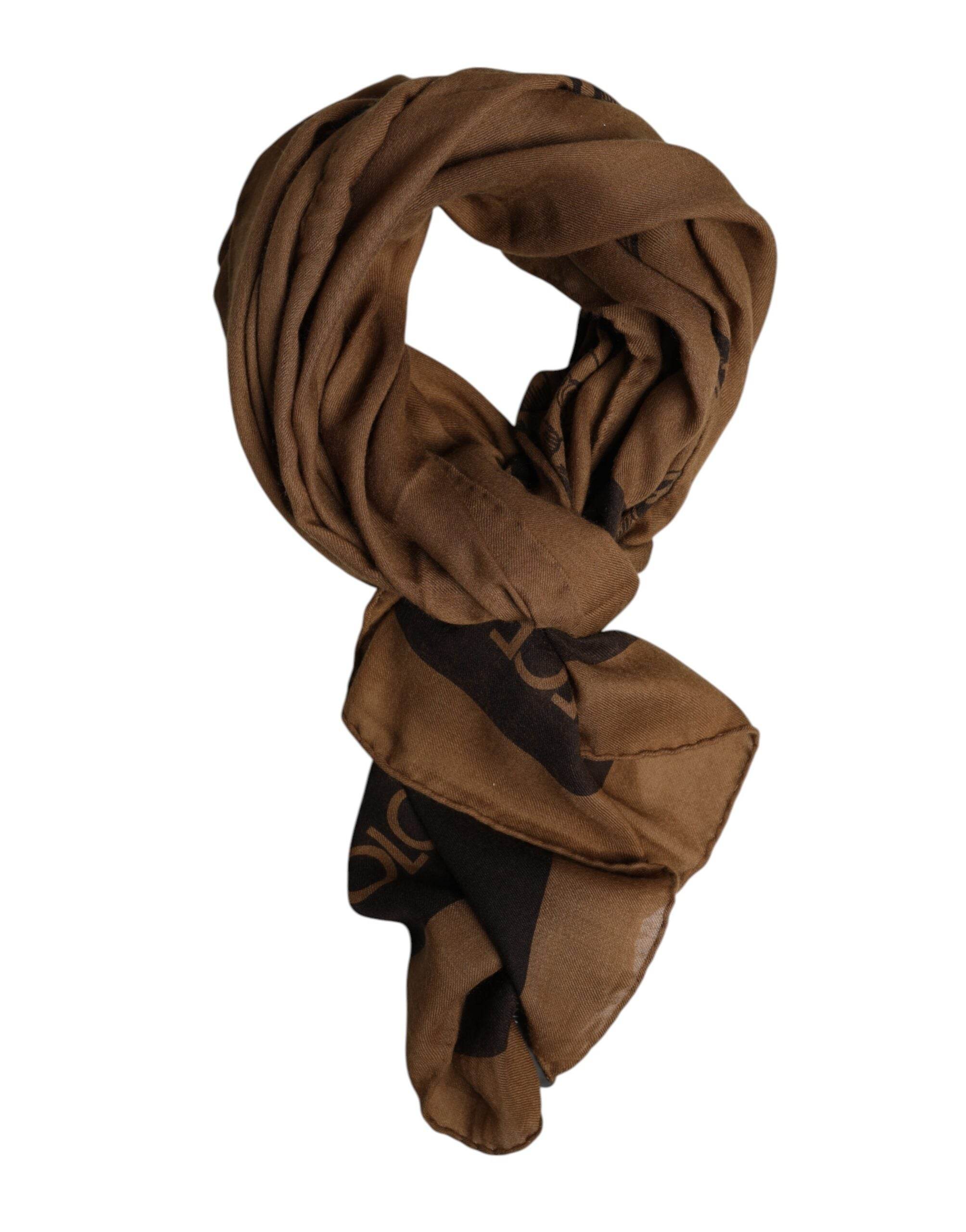 Dolce & Gabbana Brown DG Crown Neck Warmer Men Foulard Scarf - Hilstor