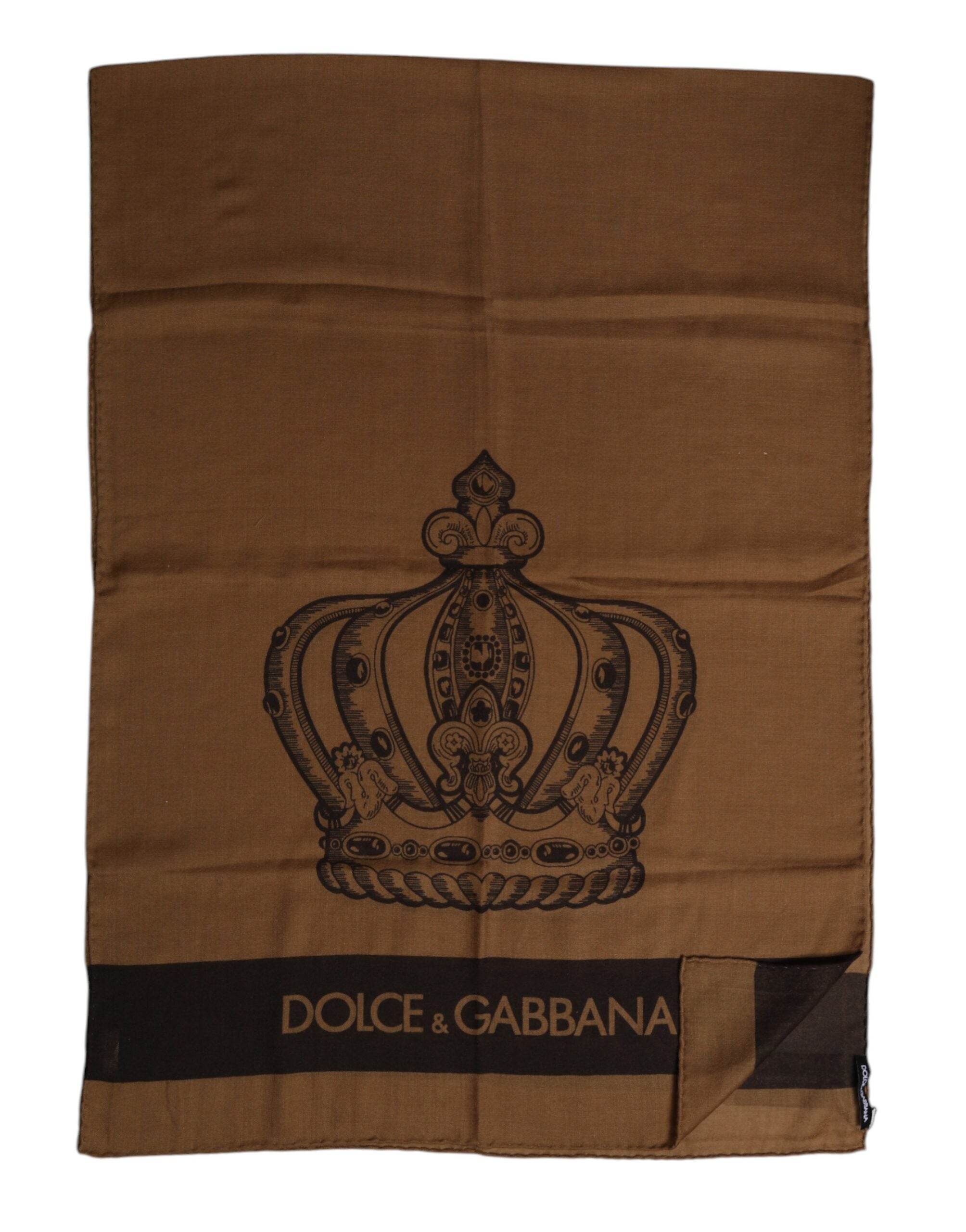 Dolce & Gabbana Brown DG Crown Neck Warmer Men Foulard Scarf - Hilstor