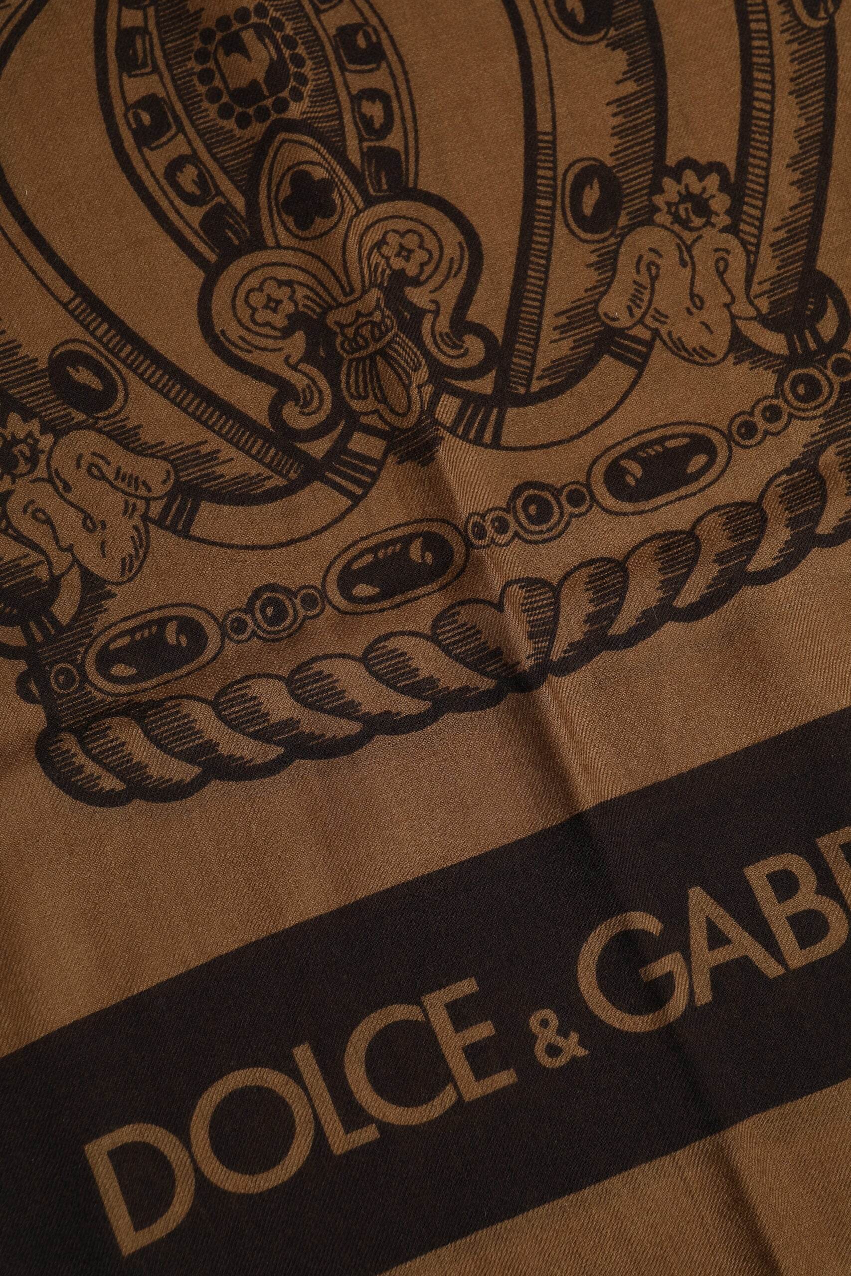 Dolce & Gabbana Brown DG Crown Neck Warmer Men Foulard Scarf - Hilstor