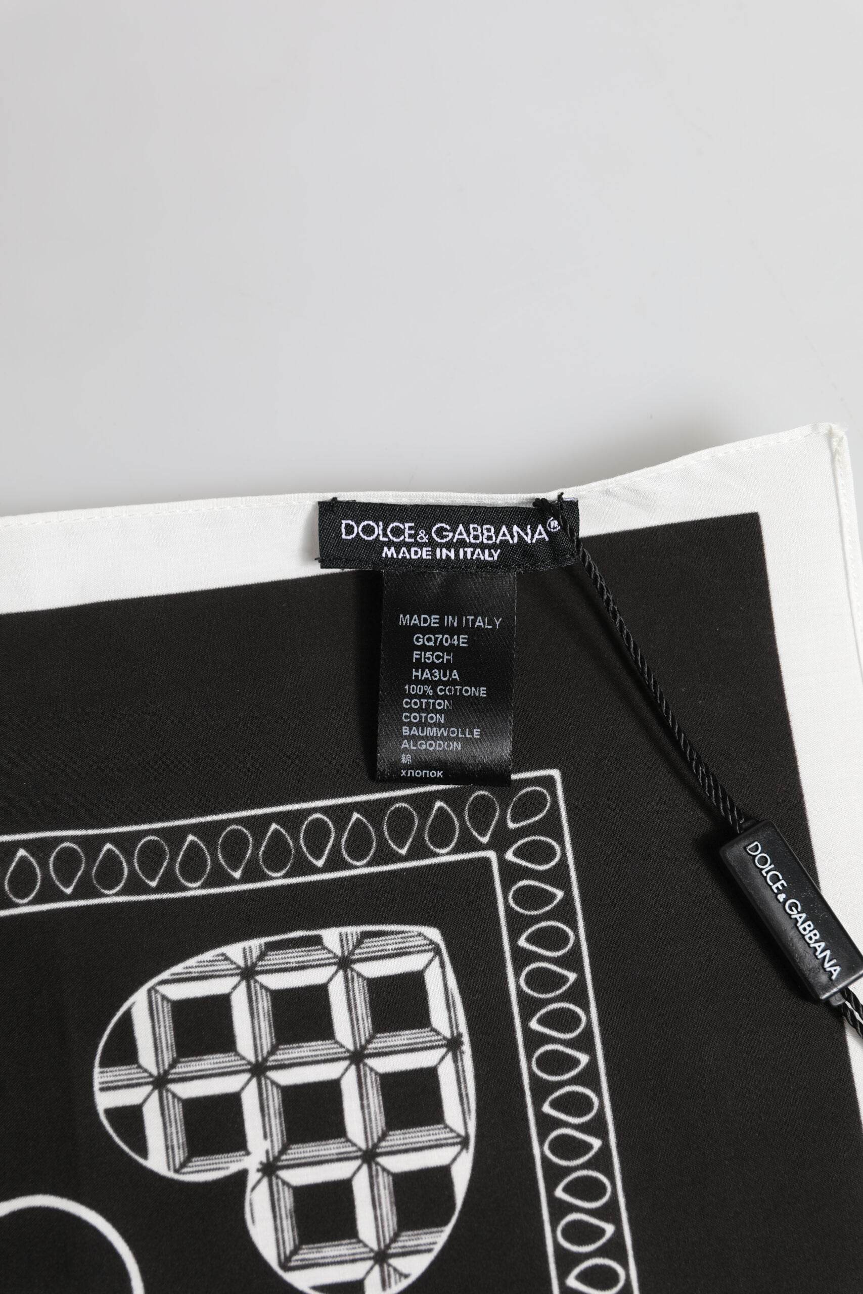 Dolce & Gabbana Black White Bandana Square Men Foulard Scarf - Hilstor