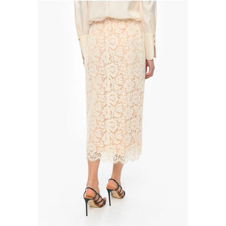 Super Blond Lace Long Skirt with Petticoat and Front Vent