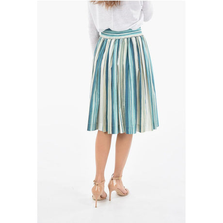 Woolrich Striped Popeline Cotton Flared Skirt