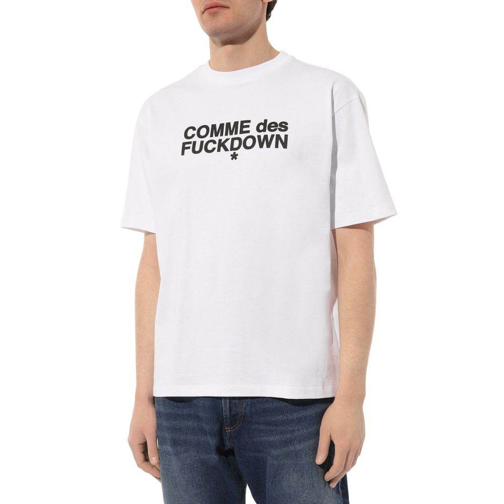 Comme Des Fuckdown White Cotton T-Shirt - Hilstor