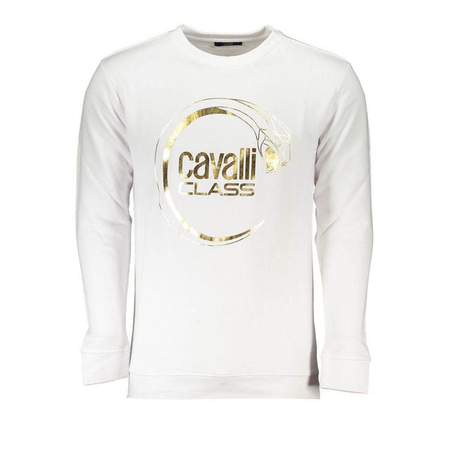 Cavalli Class White Cotton Men Sweater - Hilstor