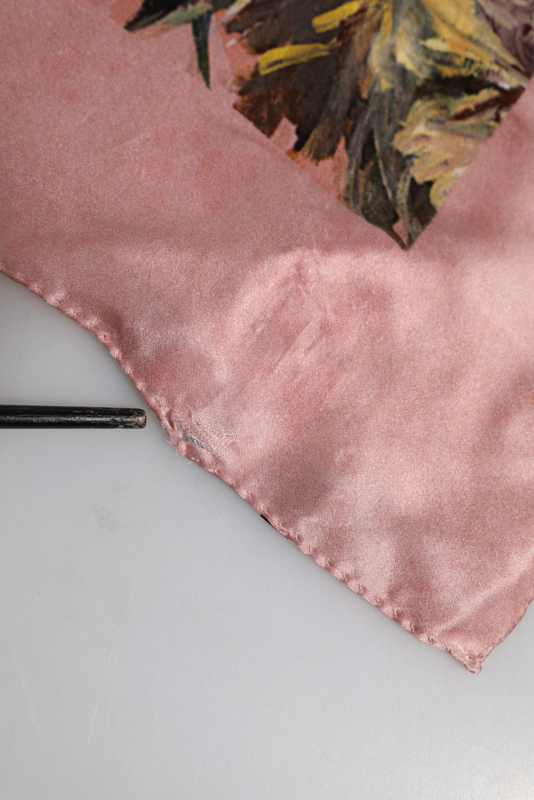Dolce & Gabbana Pink Silk Floral Print Square Foulard Scarf