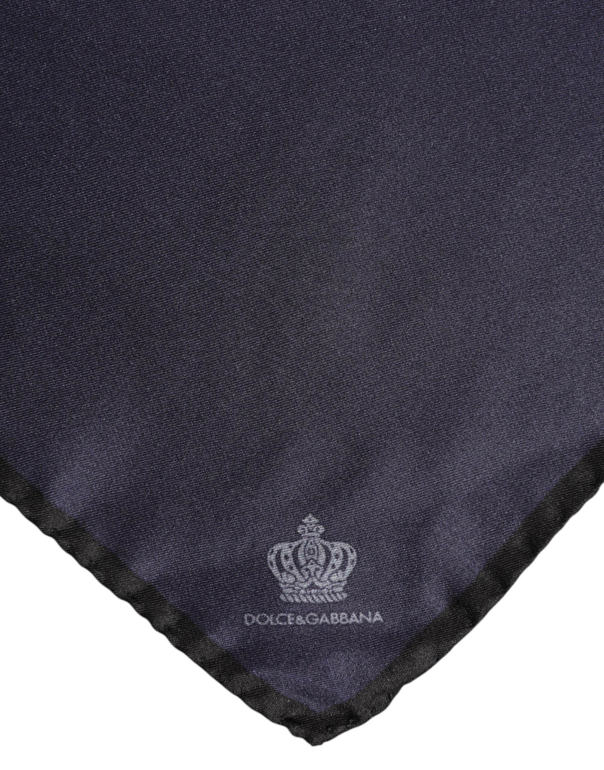 Dolce & Gabbana Blue DG Crown Silk Square Men Foulard Scarf - Hilstor