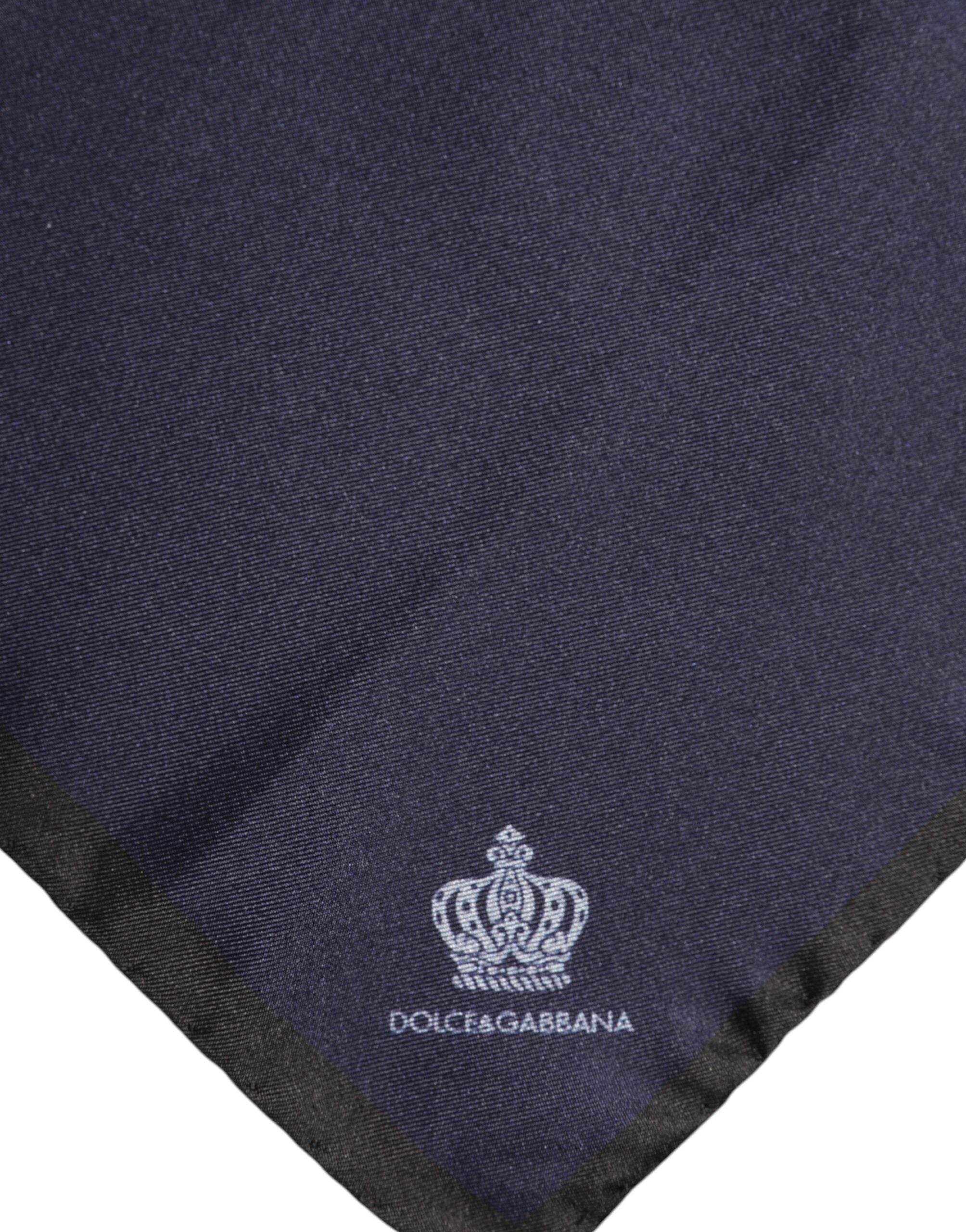 Dolce & Gabbana Blue DG Crown Silk Square Men Foulard Scarf - Hilstor