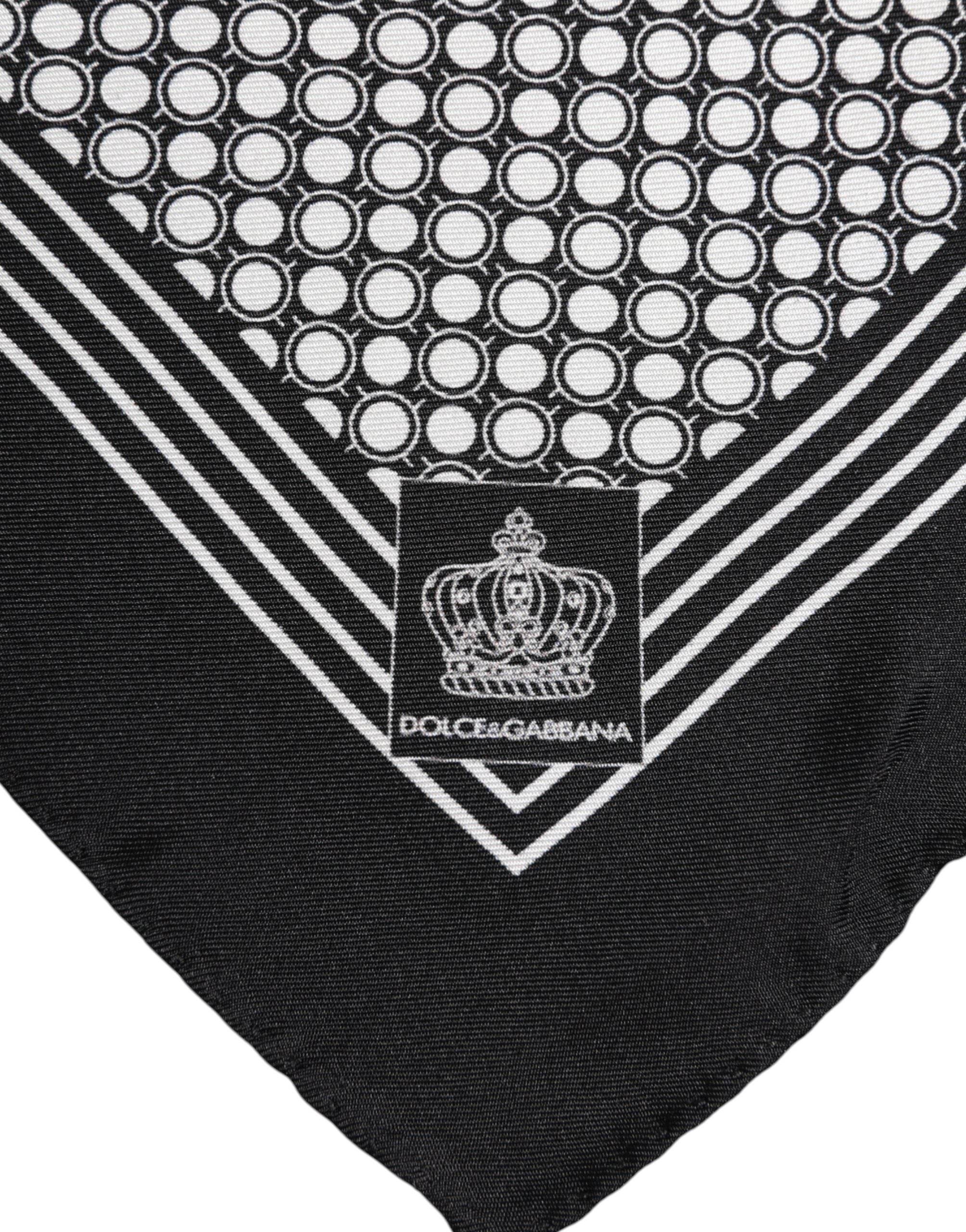 Dolce & Gabbana Black White Patterned Square Men Foulard Scarf - Hilstor