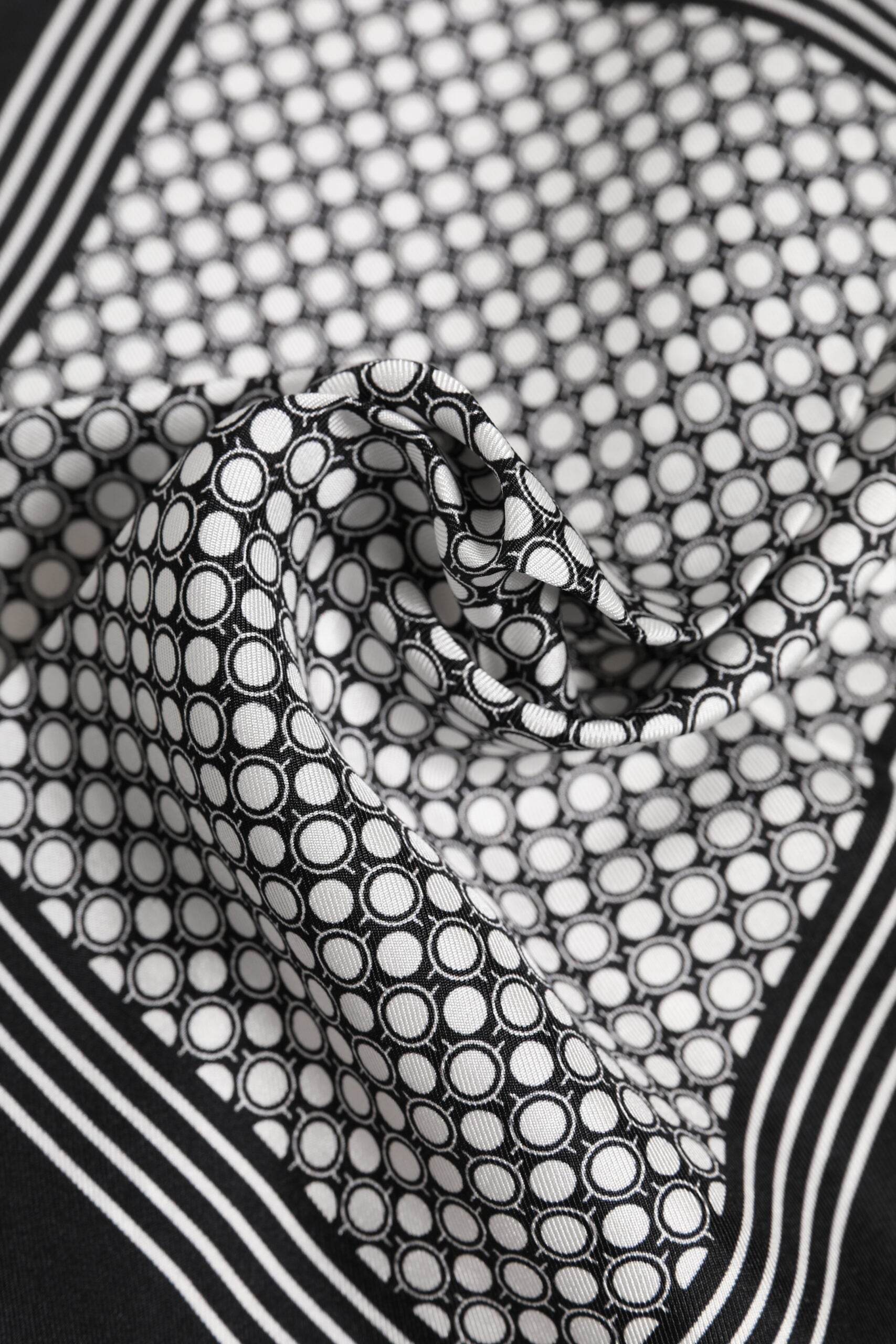 Dolce & Gabbana Black White Patterned Square Men Foulard Scarf - Hilstor