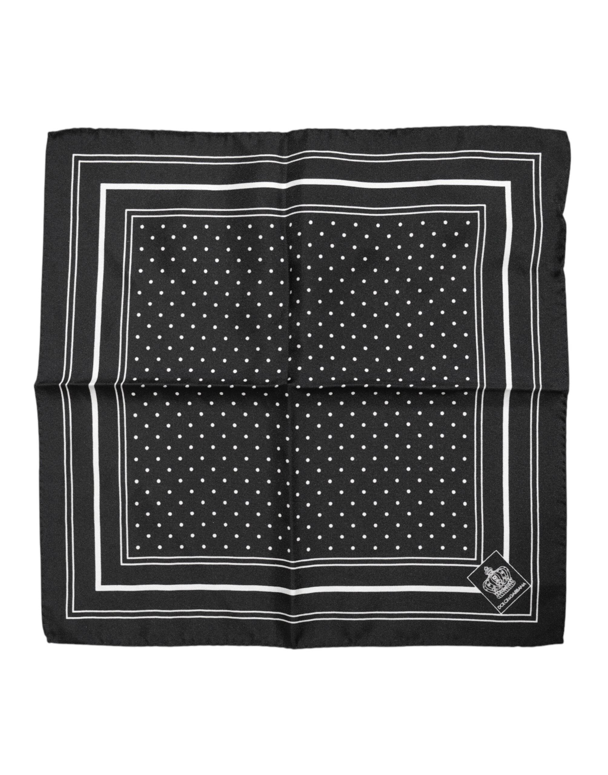 Dolce & Gabbana Black White Polka Dot Men Foulard Scarf - Hilstor