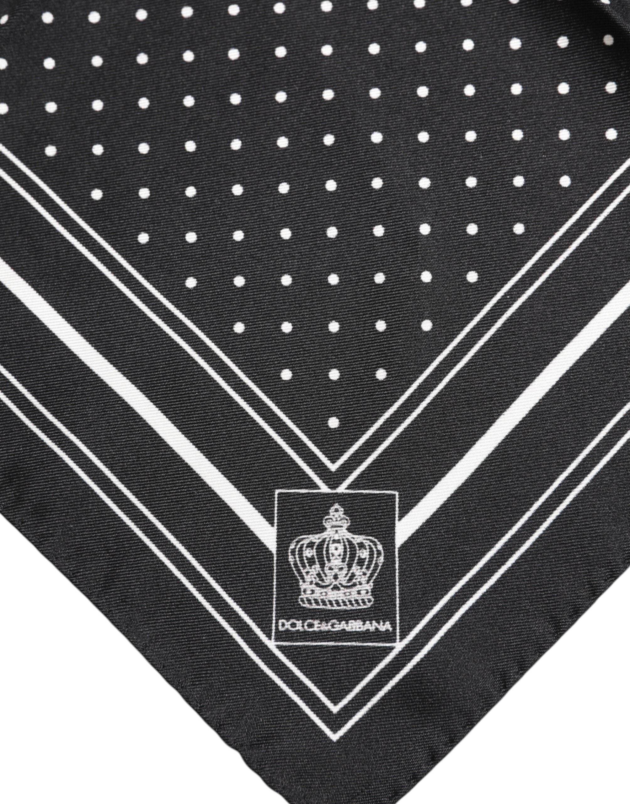 Dolce & Gabbana Black White Polka Dot Men Foulard Scarf - Hilstor