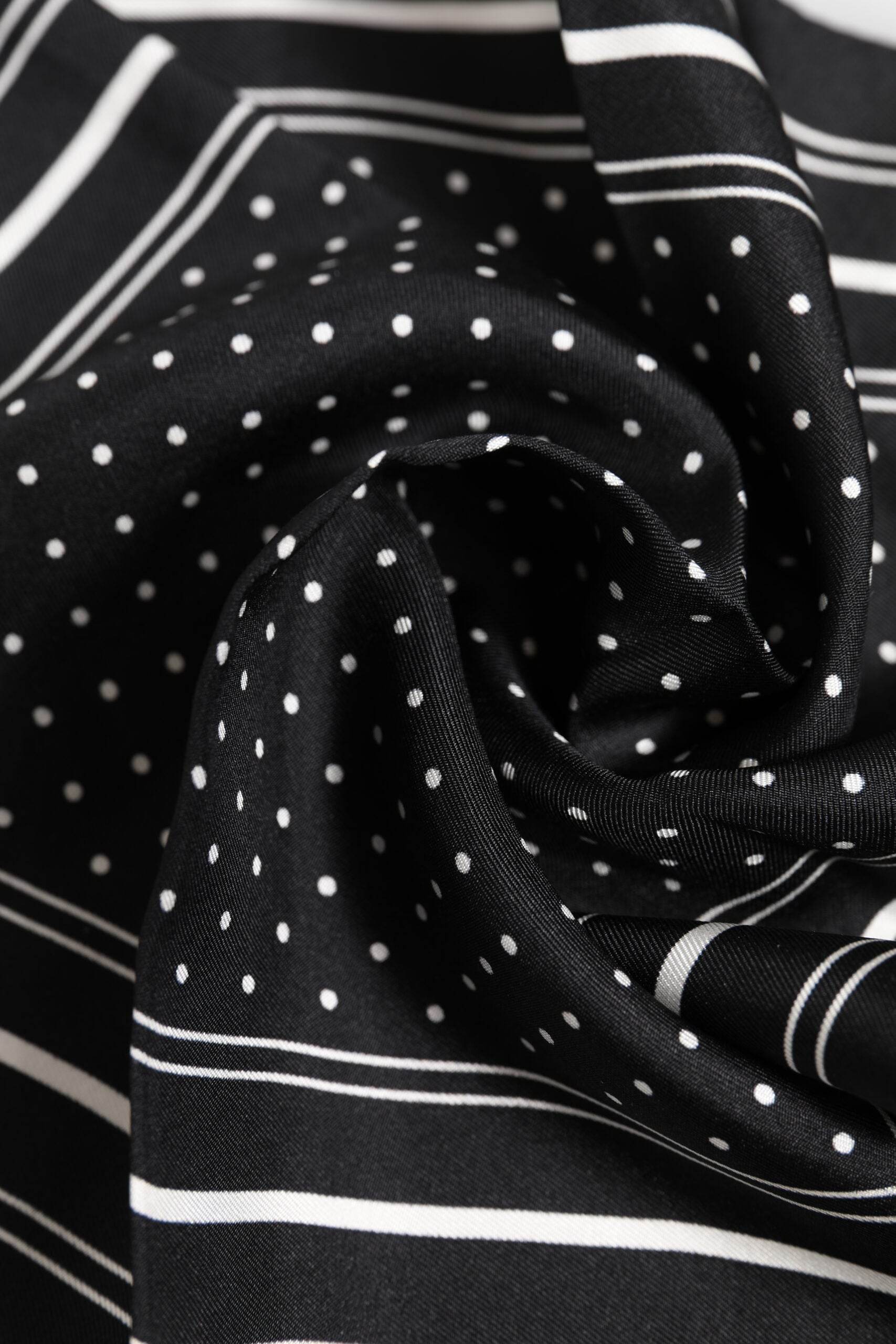Dolce & Gabbana Black White Polka Dot Men Foulard Scarf - Hilstor