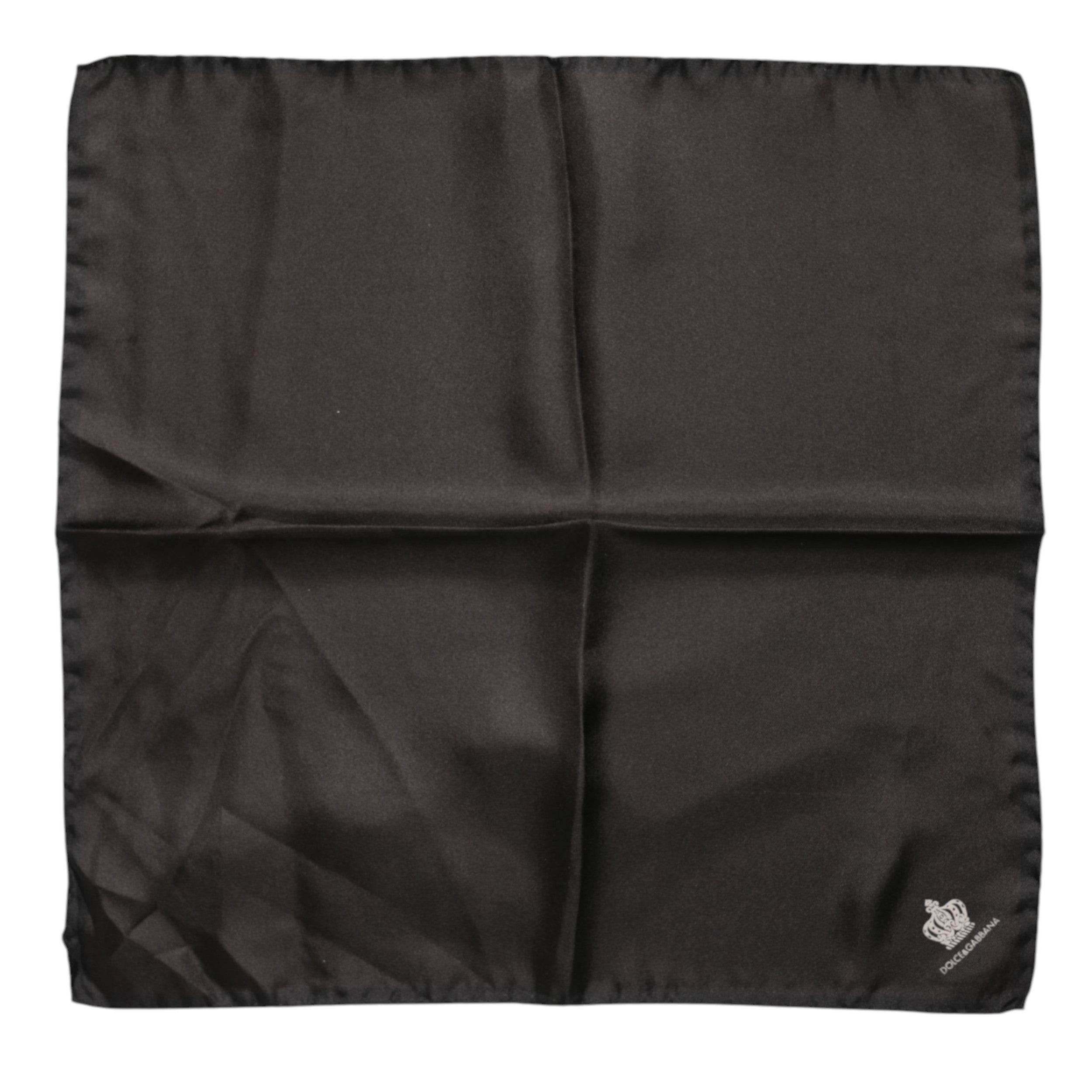 Dolce & Gabbana Brown DG Crown Silk Square Men Foulard Scarf - Hilstor