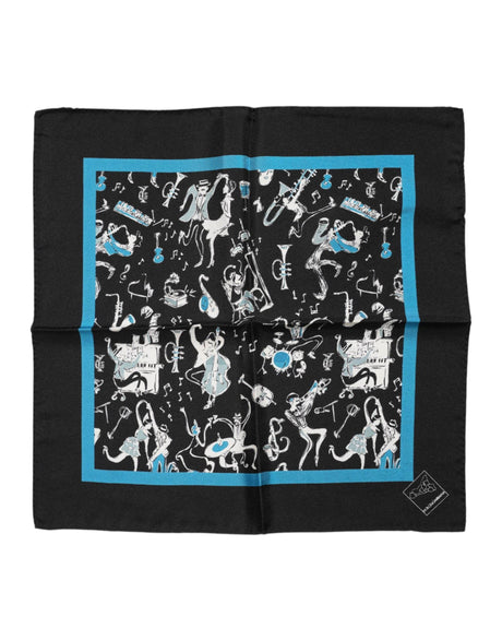 Dolce & Gabbana Black Jazz Club Silk Square Men Foulard Scarf - Hilstor