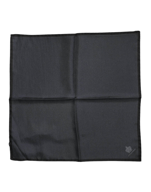 Dolce & Gabbana Dark Gray DG Crown Silk Square Foulard Scarf - Hilstor