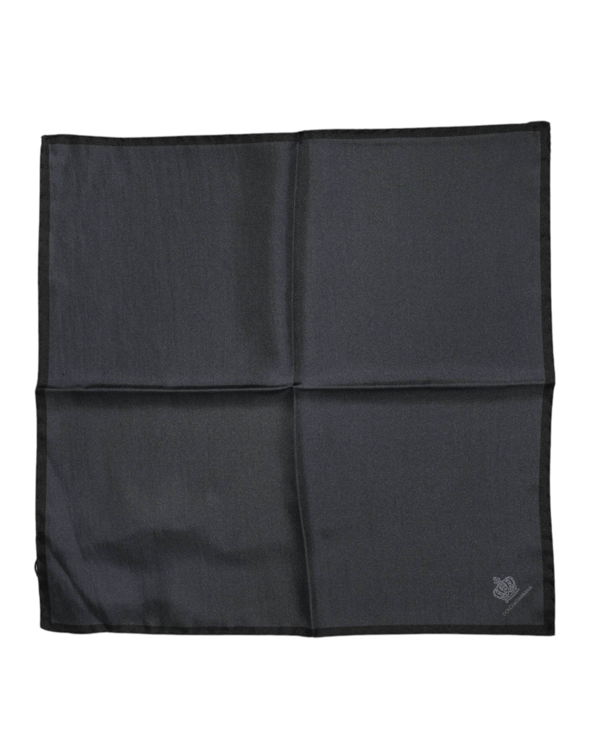 Dolce & Gabbana Dark Gray DG Crown Silk Square Foulard Scarf - Hilstor