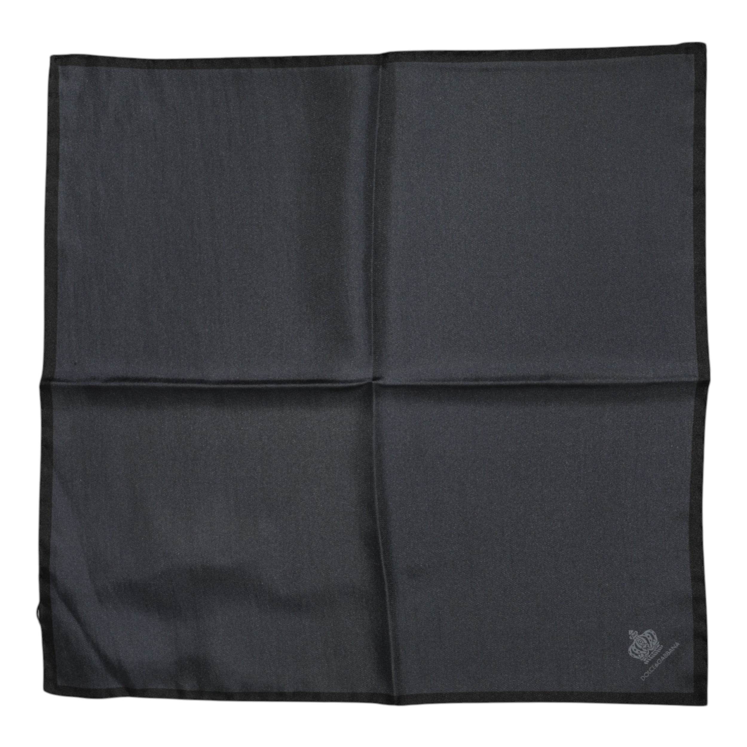 Dolce & Gabbana Dark Gray DG Crown Silk Square Foulard Scarf - Hilstor