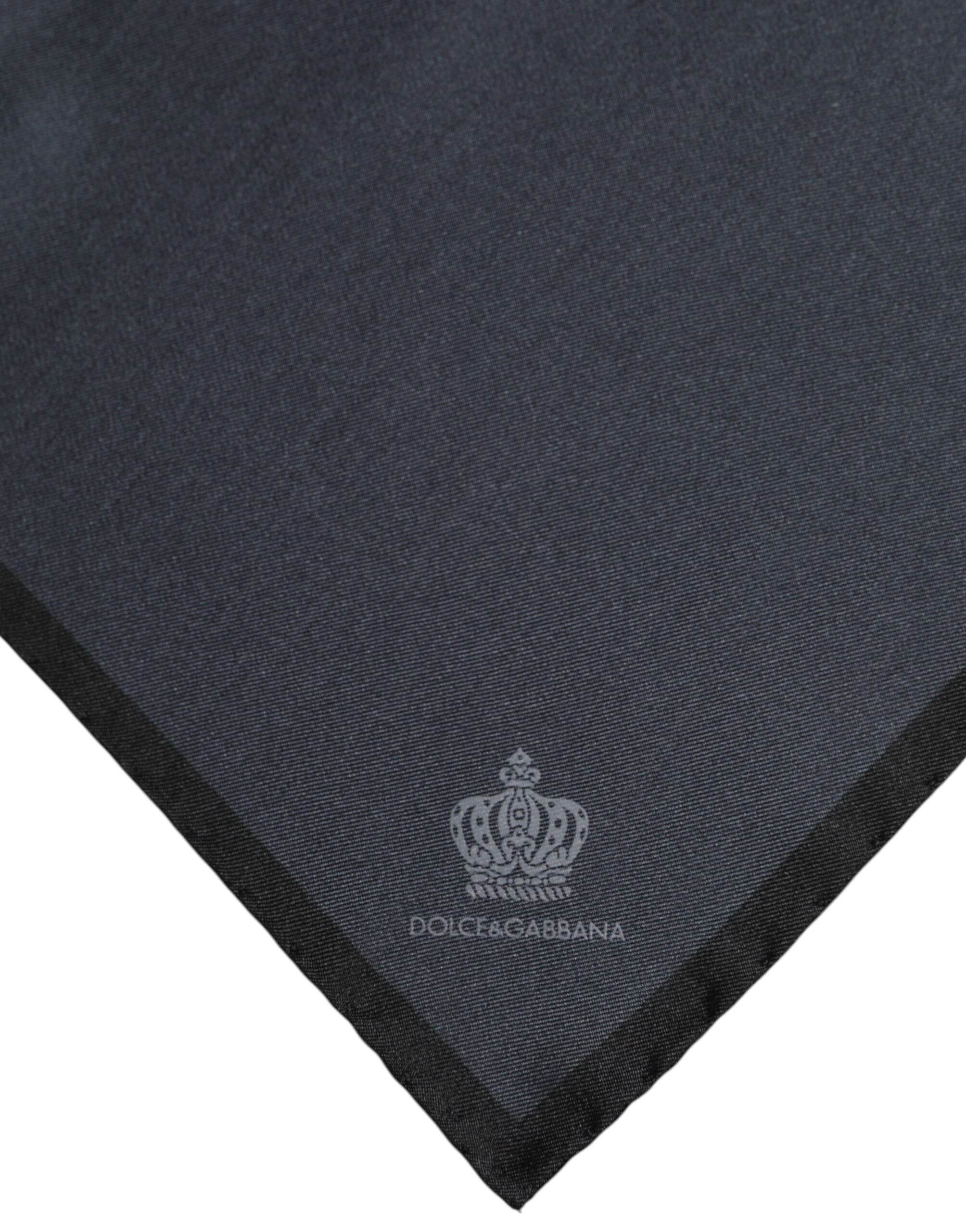Dolce & Gabbana Dark Gray DG Crown Silk Square Foulard Scarf - Hilstor