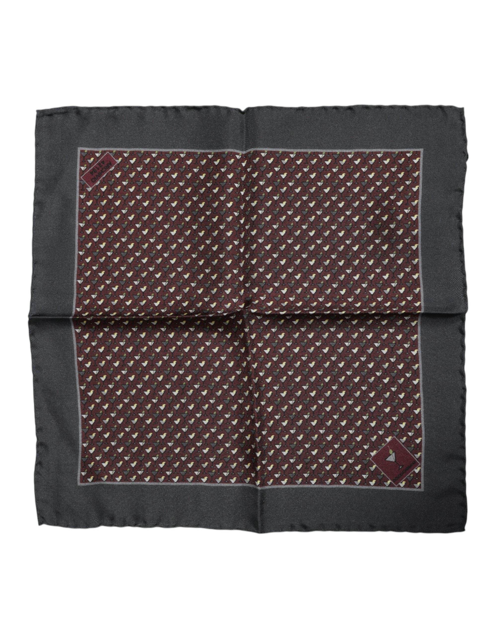 Dolce & Gabbana Maroon Cocktail Silk Square Foulard Scarf - Hilstor