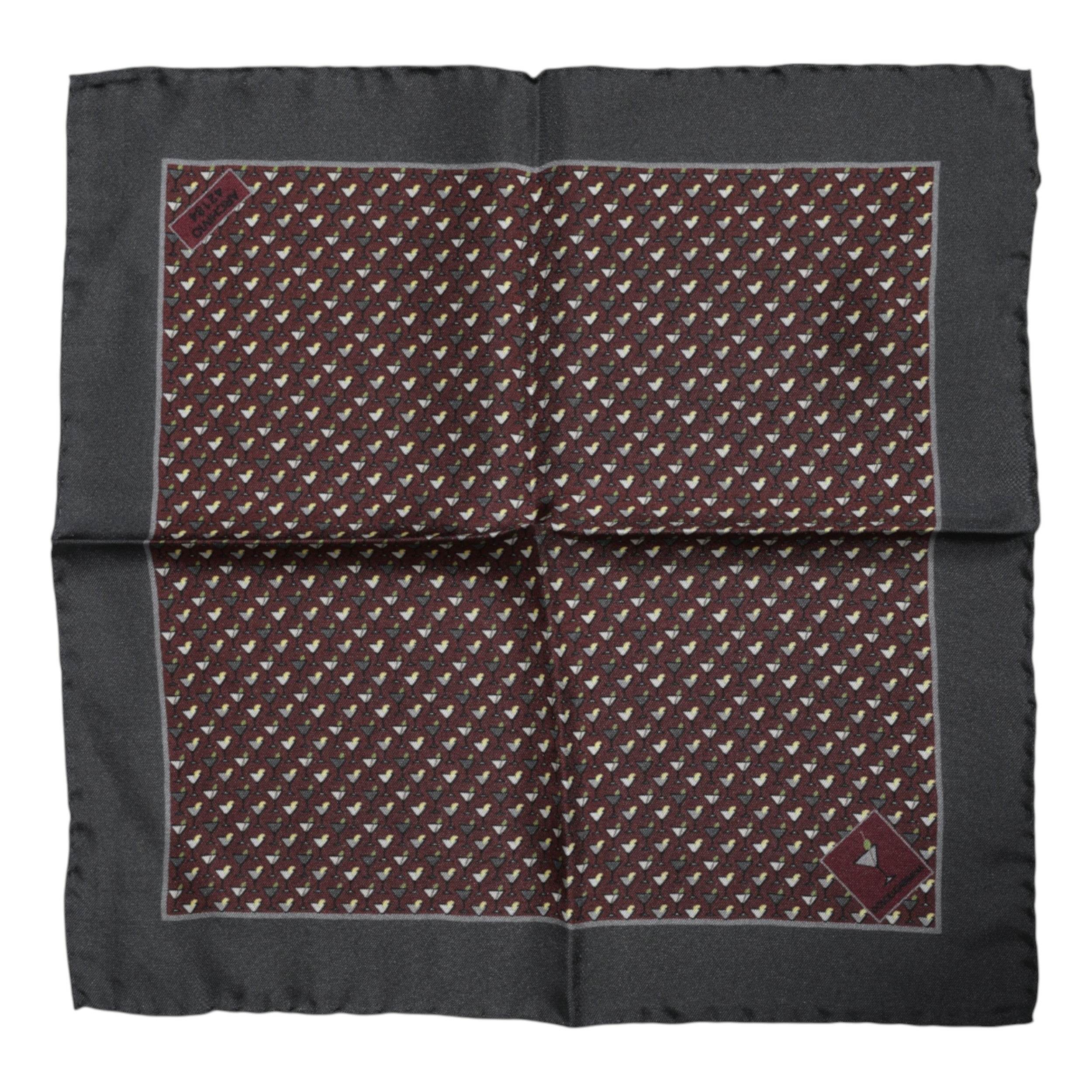 Dolce & Gabbana Maroon Cocktail Silk Square Foulard Scarf - Hilstor