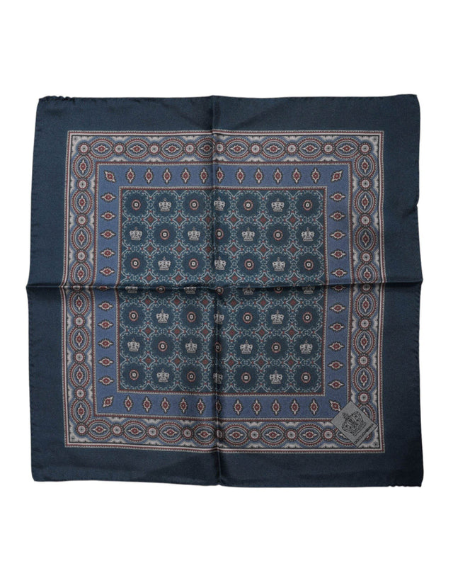 Dolce & Gabbana Blue Printed Silk Square Men Foulard Scarf - Hilstor