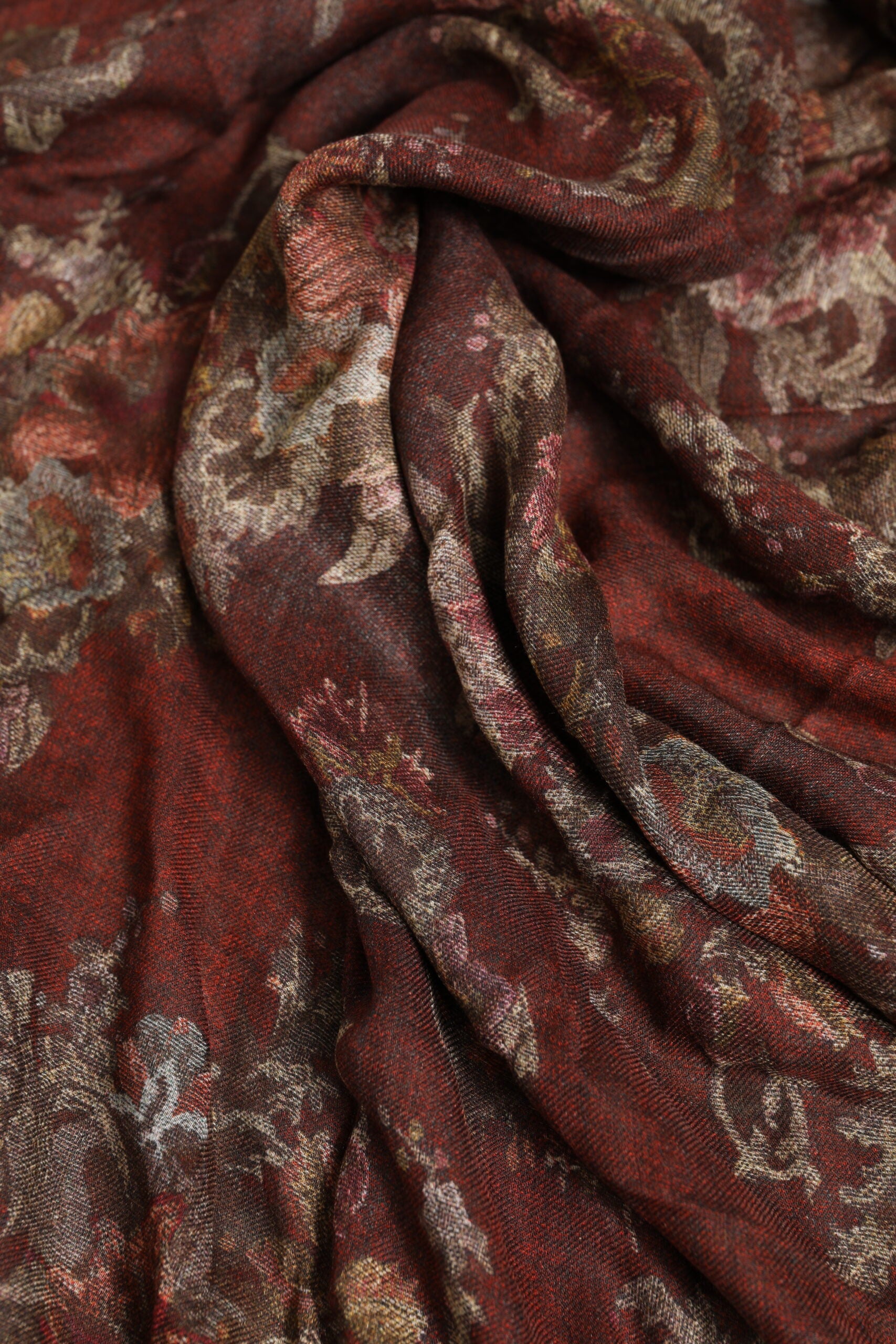Dolce & Gabbana Maroon Floral Neck Warmer Foulard Scarf