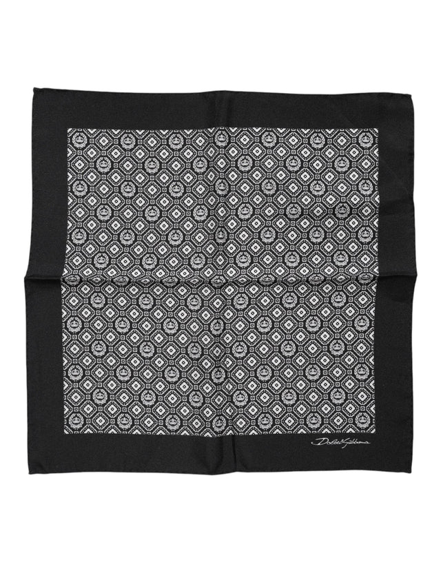 Dolce & Gabbana Black White Patterned Square Foulard Scarf - Hilstor