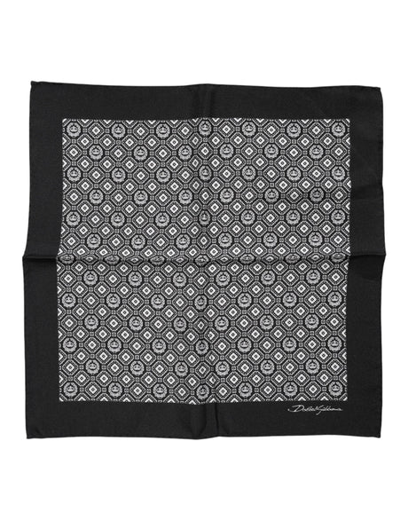Dolce & Gabbana Black White Patterned Square Foulard Scarf - Hilstor
