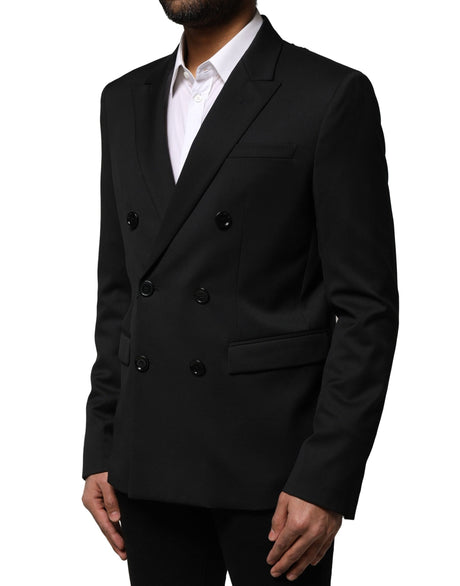 Emporio Armani Sort Dobbeltradet Herrejakke Suit Blazer