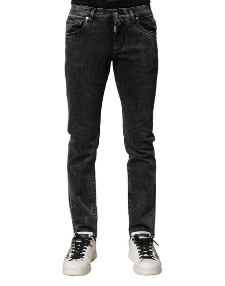 Dolce & Gabbana Black Washed Double Waistband Denim Jeans - Hilstor