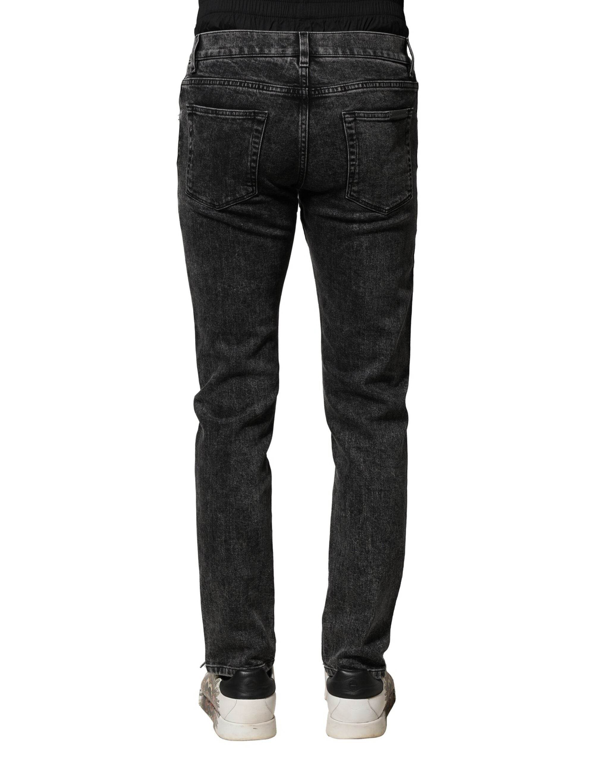 Dolce & Gabbana Black Washed Double Waistband Denim Jeans - Hilstor
