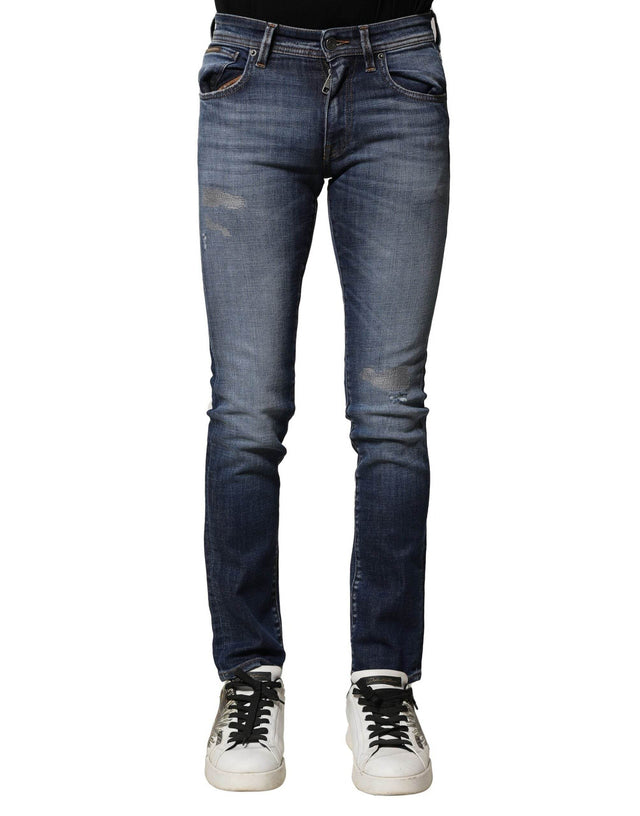 Dolce & Gabbana Blue Washed Cotton Slim Fit Men Denim Jeans - Hilstor